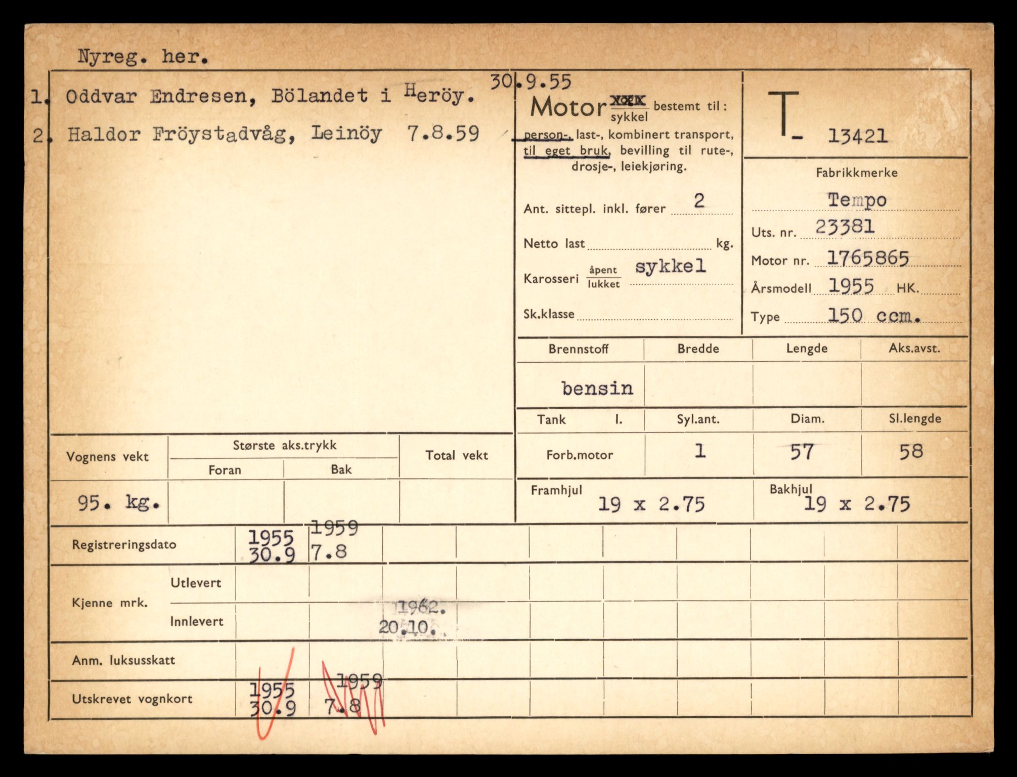 Møre og Romsdal vegkontor - Ålesund trafikkstasjon, AV/SAT-A-4099/F/Fe/L0039: Registreringskort for kjøretøy T 13361 - T 13530, 1927-1998, s. 1029