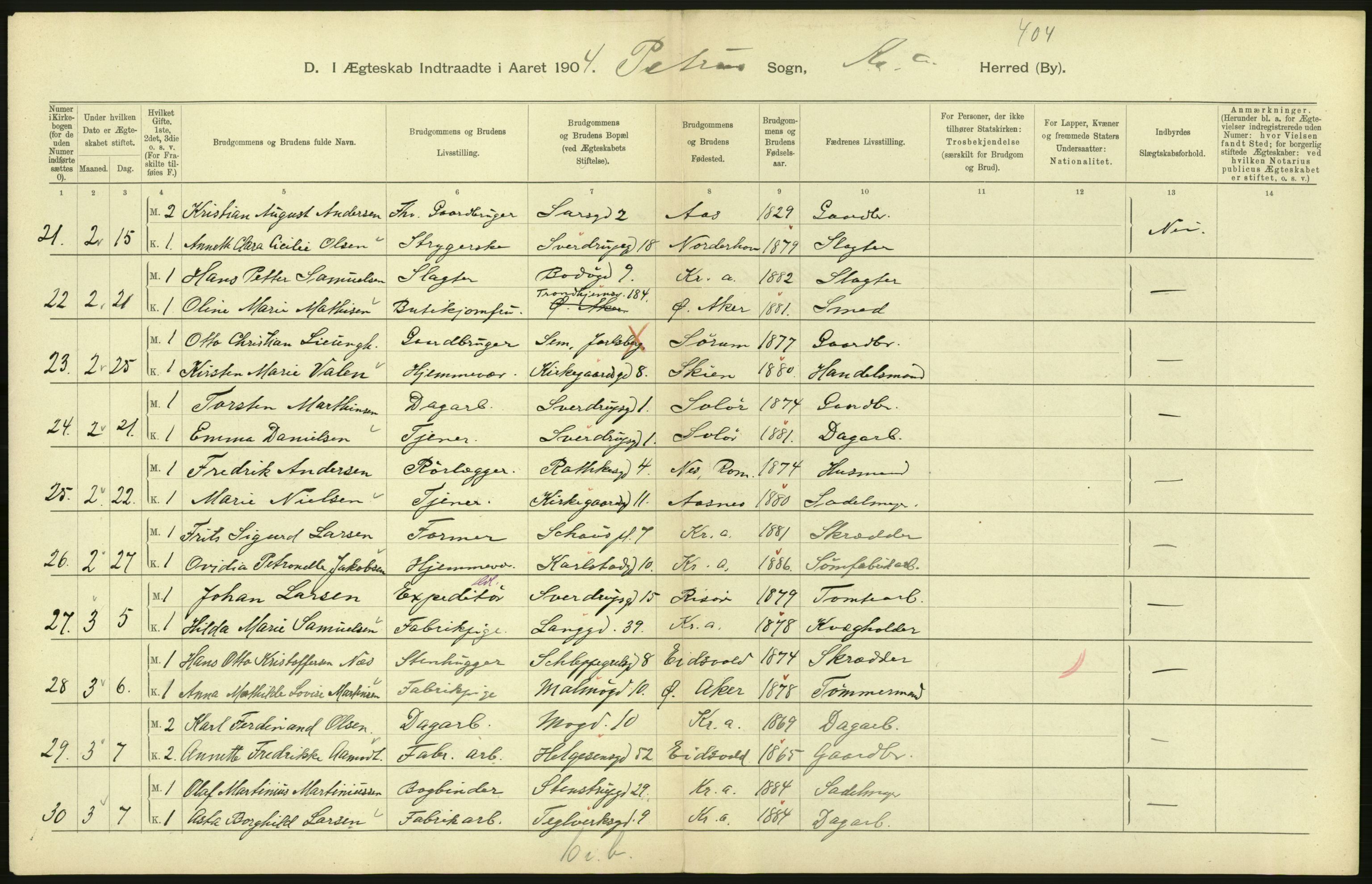 Statistisk sentralbyrå, Sosiodemografiske emner, Befolkning, AV/RA-S-2228/D/Df/Dfa/Dfab/L0004: Kristiania: Gifte, døde, 1904, s. 138