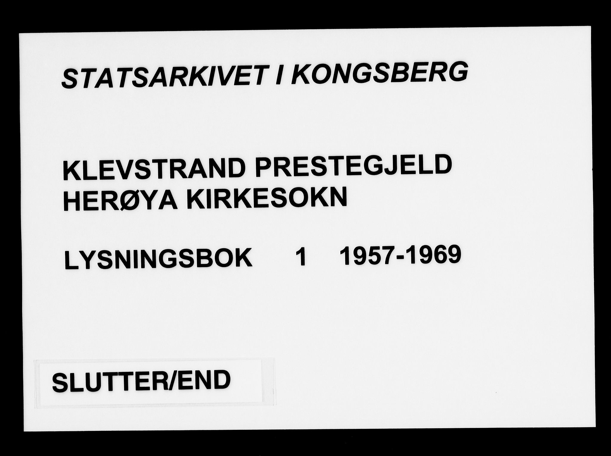 Klevstrand kirkebøker, SAKO/A-274/H/Ha: Lysningsprotokoll nr. 1, 1957-1969