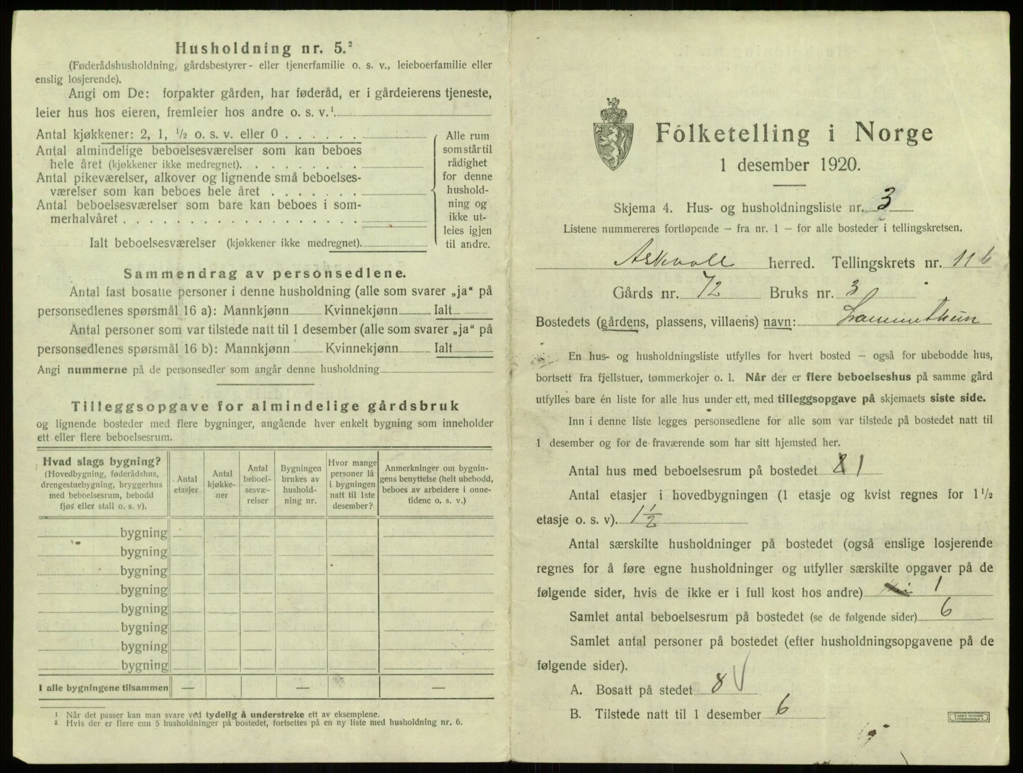 SAB, Folketelling 1920 for 1428 Askvoll herred, 1920, s. 589
