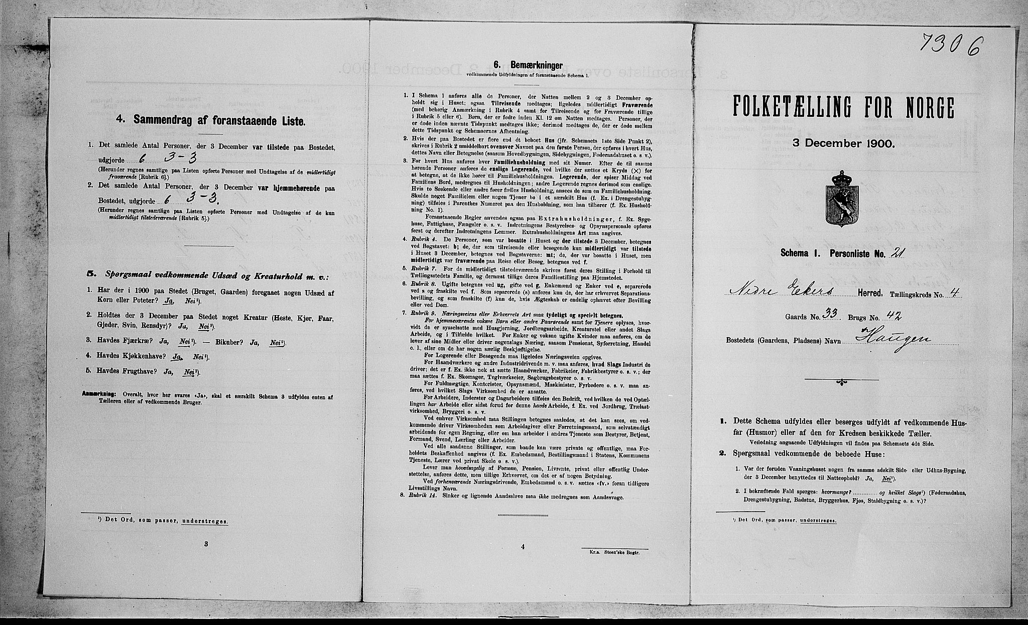 RA, Folketelling 1900 for 0625 Nedre Eiker herred, 1900, s. 500
