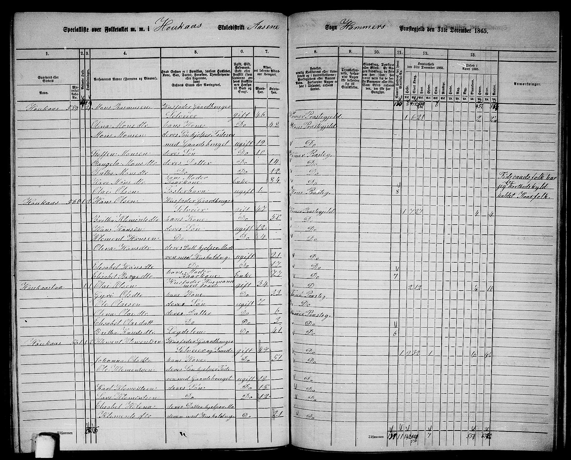 RA, Folketelling 1865 for 1254P Hamre prestegjeld, 1865, s. 185