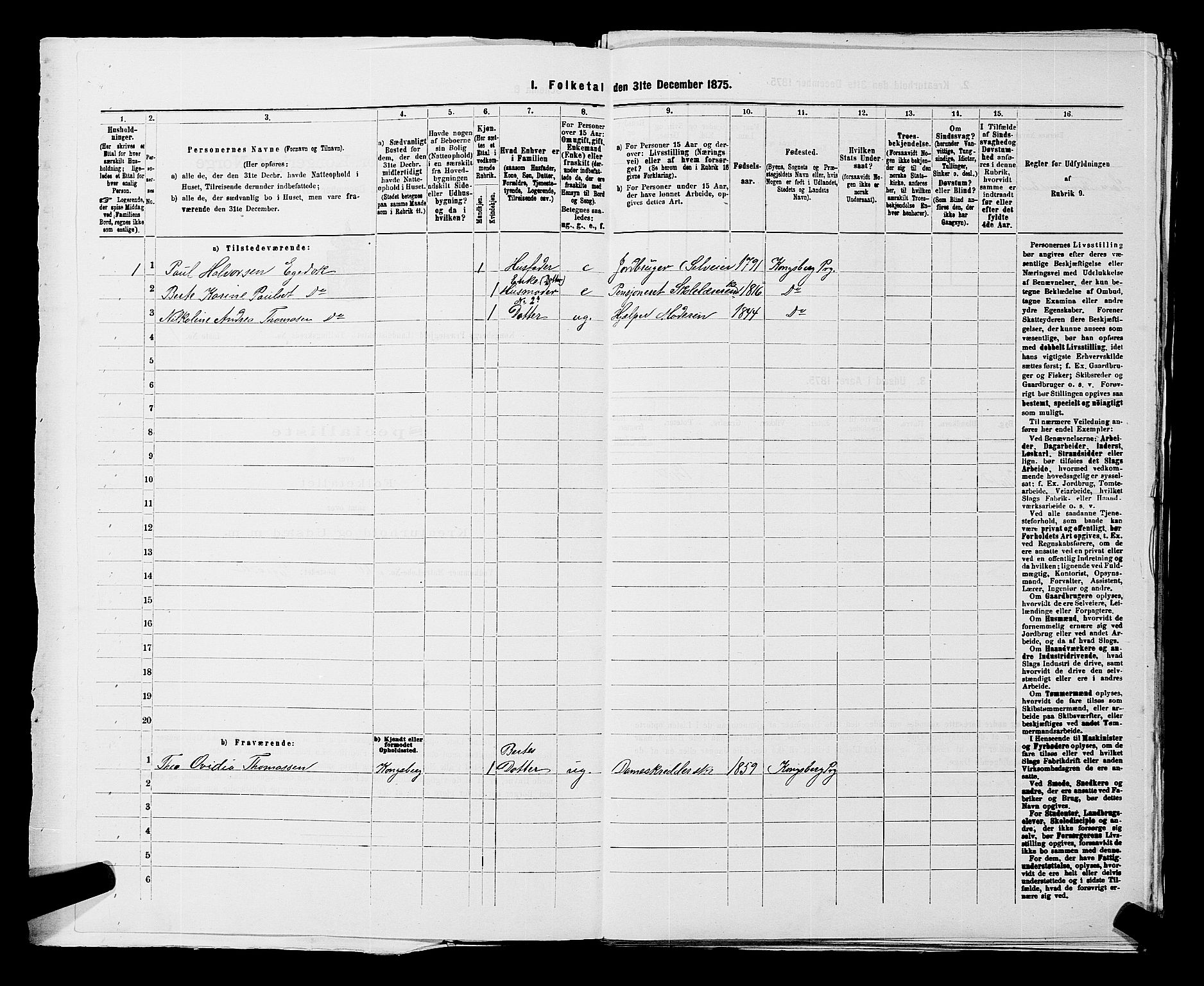 SAKO, Folketelling 1875 for 0692L Kongsberg prestegjeld, Kongsberg landsokn, 1875, s. 58