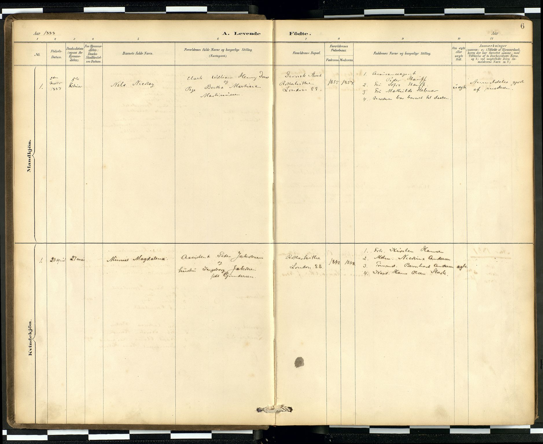 Den norske sjømannsmisjon i utlandet/London m/bistasjoner, AV/SAB-SAB/PA-0103/H/Ha/L0002: Ministerialbok nr. A 2, 1887-1903, s. 5b-6a