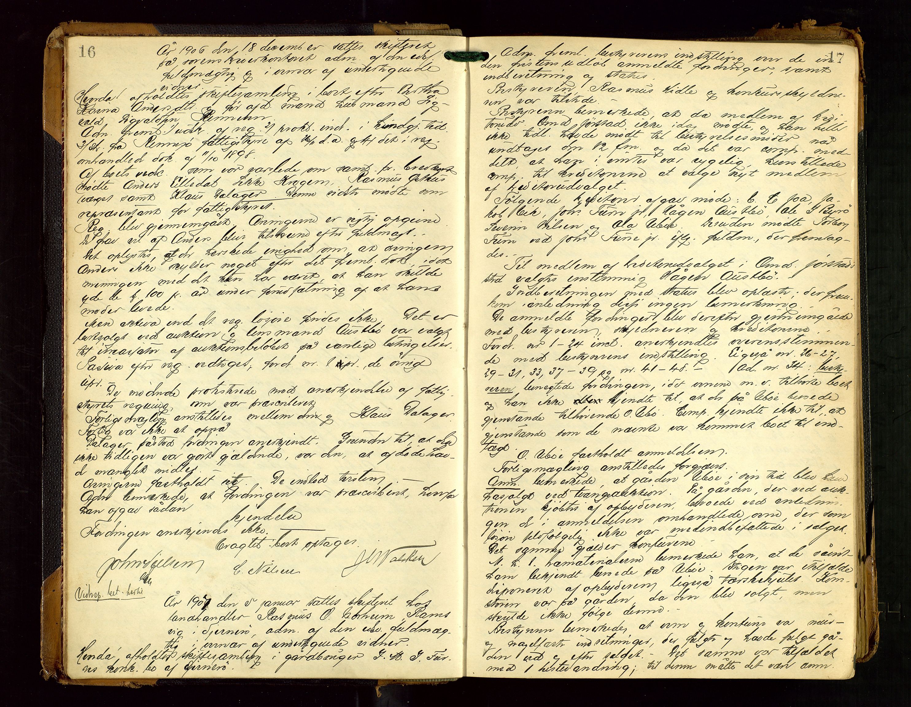 Ryfylke tingrett, AV/SAST-A-100055/001/IV/IVF/L0016: Skifteforhandlingsprotokoll, 1906-1915, s. 16-17