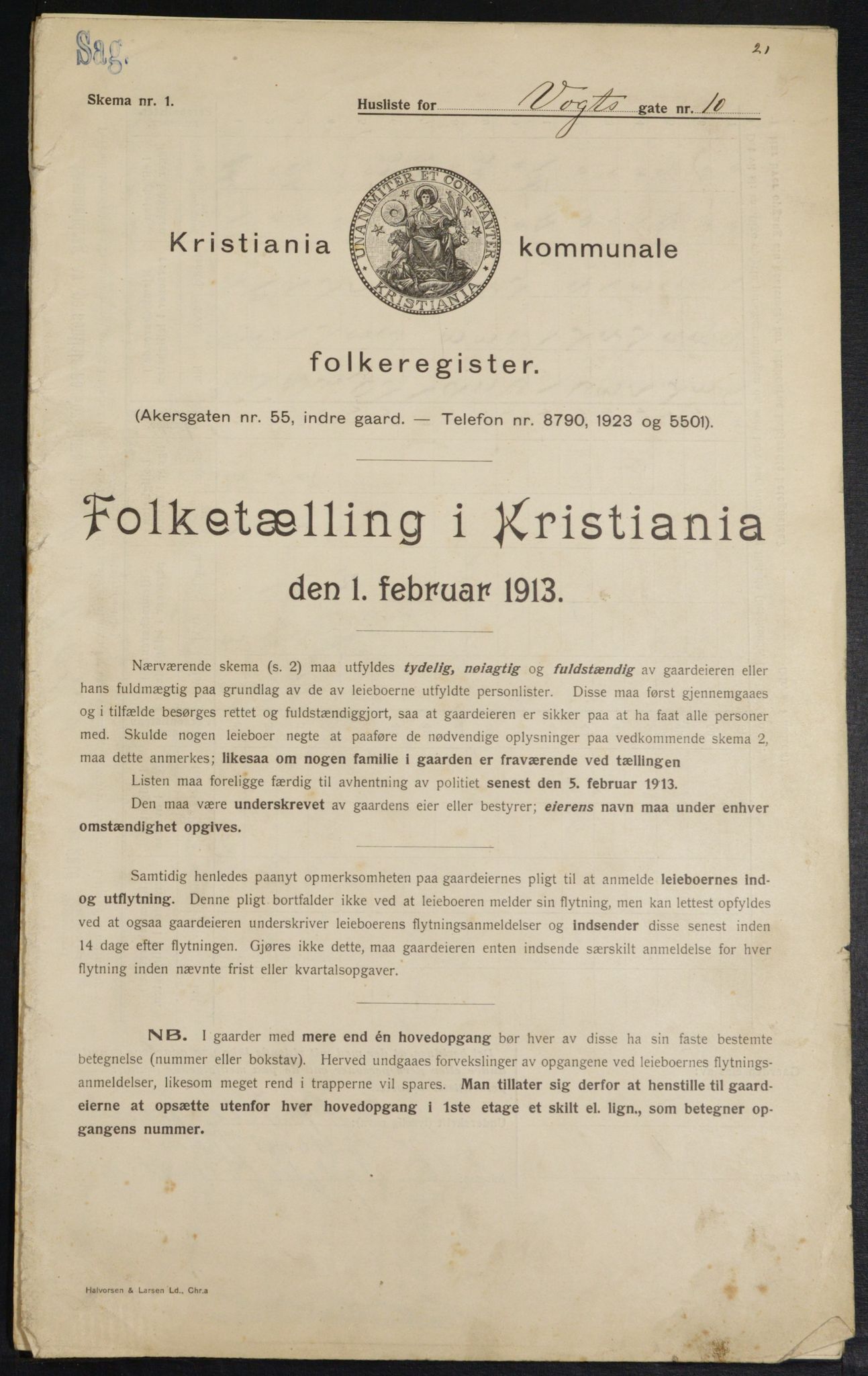 OBA, Kommunal folketelling 1.2.1913 for Kristiania, 1913, s. 124164