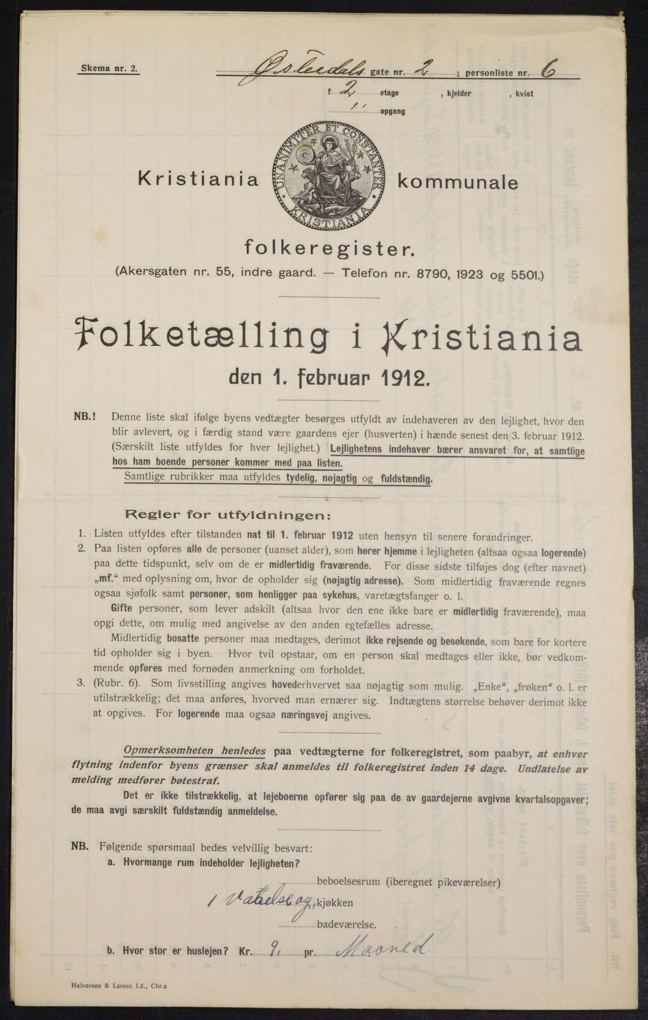 OBA, Kommunal folketelling 1.2.1912 for Kristiania, 1912, s. 128899