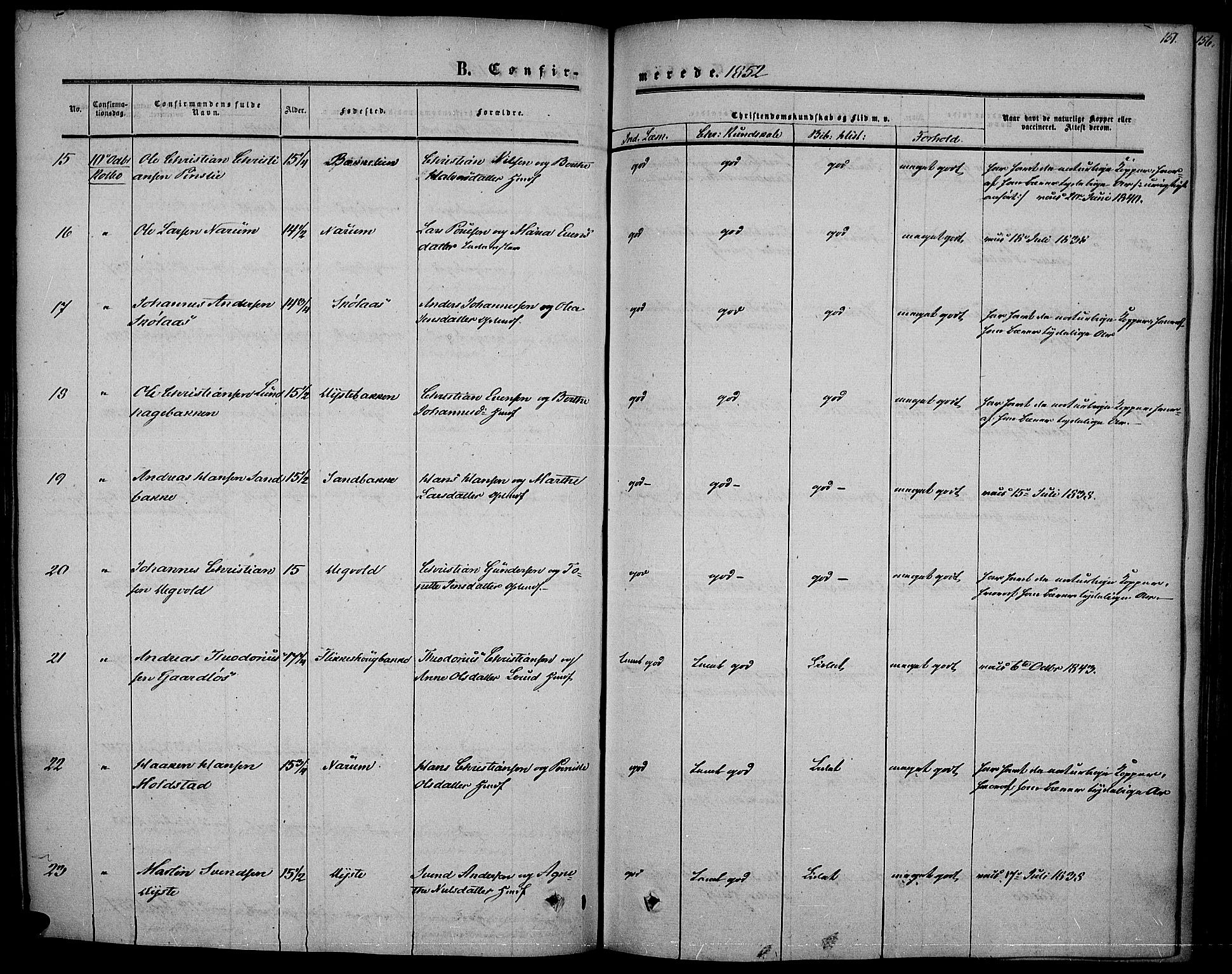 Vestre Toten prestekontor, SAH/PREST-108/H/Ha/Haa/L0005: Ministerialbok nr. 5, 1850-1855, s. 151