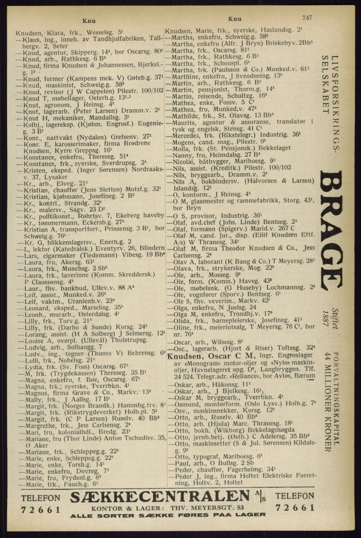 Kristiania/Oslo adressebok, PUBL/-, 1933, s. 747