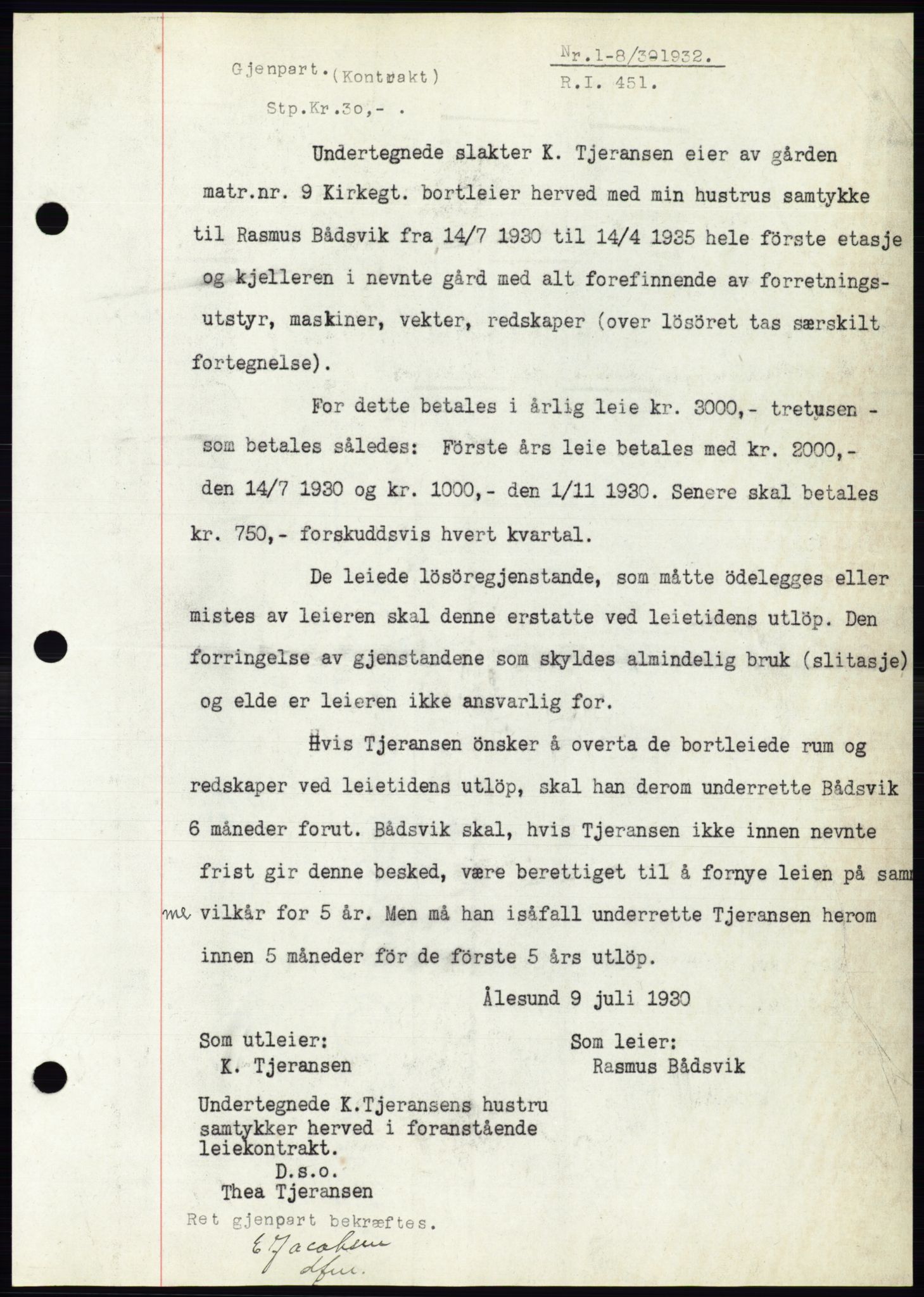 Ålesund byfogd, AV/SAT-A-4384: Pantebok nr. 29, 1931-1932, Tingl.dato: 08.03.1932