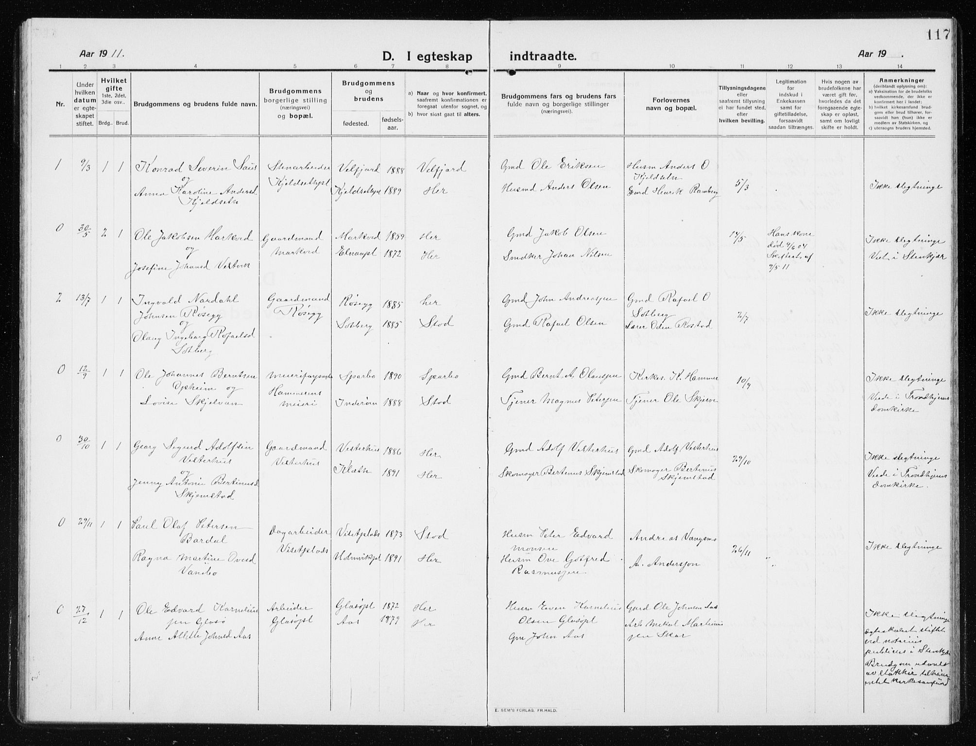 Ministerialprotokoller, klokkerbøker og fødselsregistre - Nord-Trøndelag, AV/SAT-A-1458/741/L0402: Klokkerbok nr. 741C03, 1911-1926, s. 117