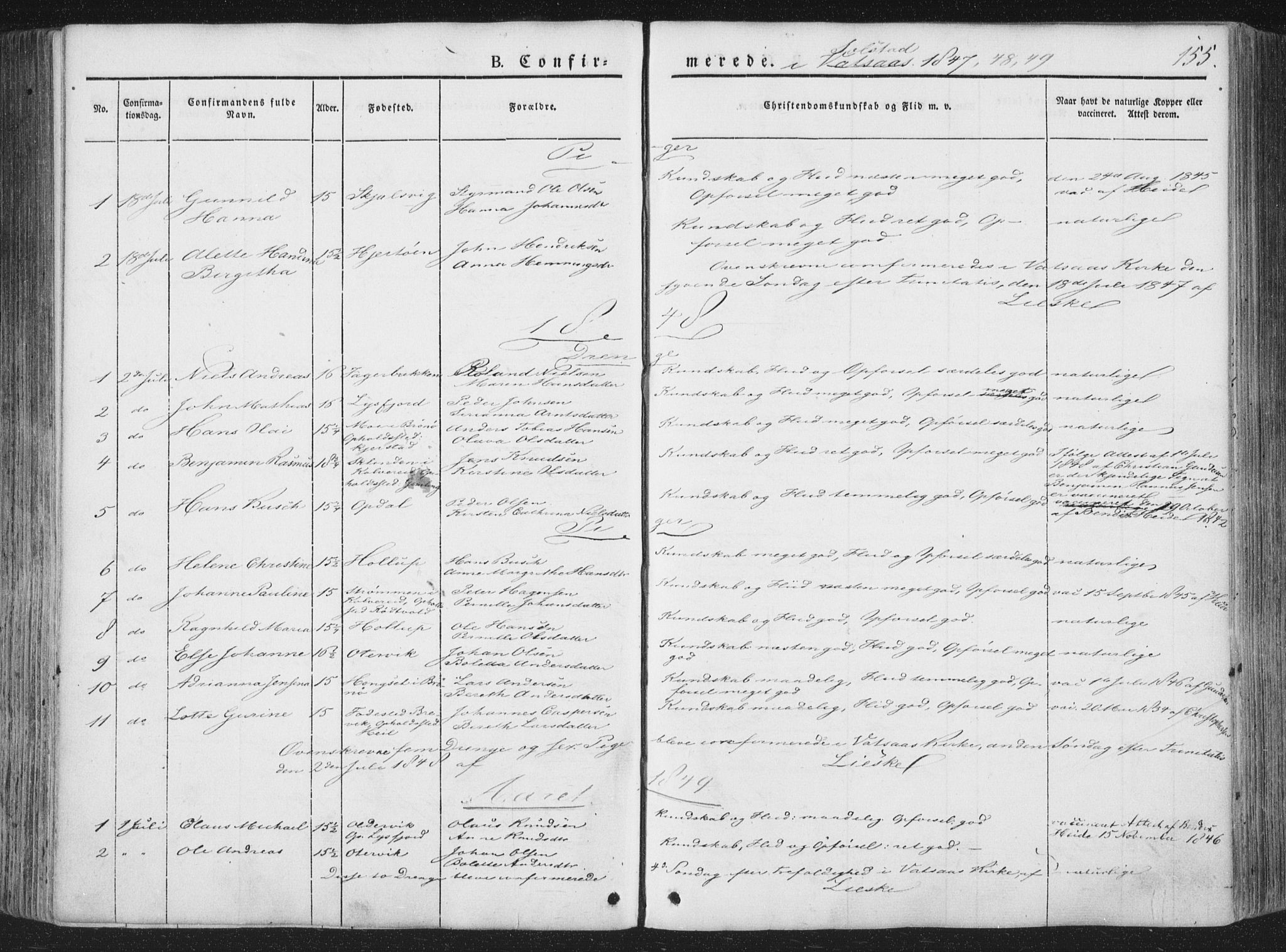 Ministerialprotokoller, klokkerbøker og fødselsregistre - Nordland, SAT/A-1459/810/L0145: Ministerialbok nr. 810A07 /2, 1841-1862, s. 155