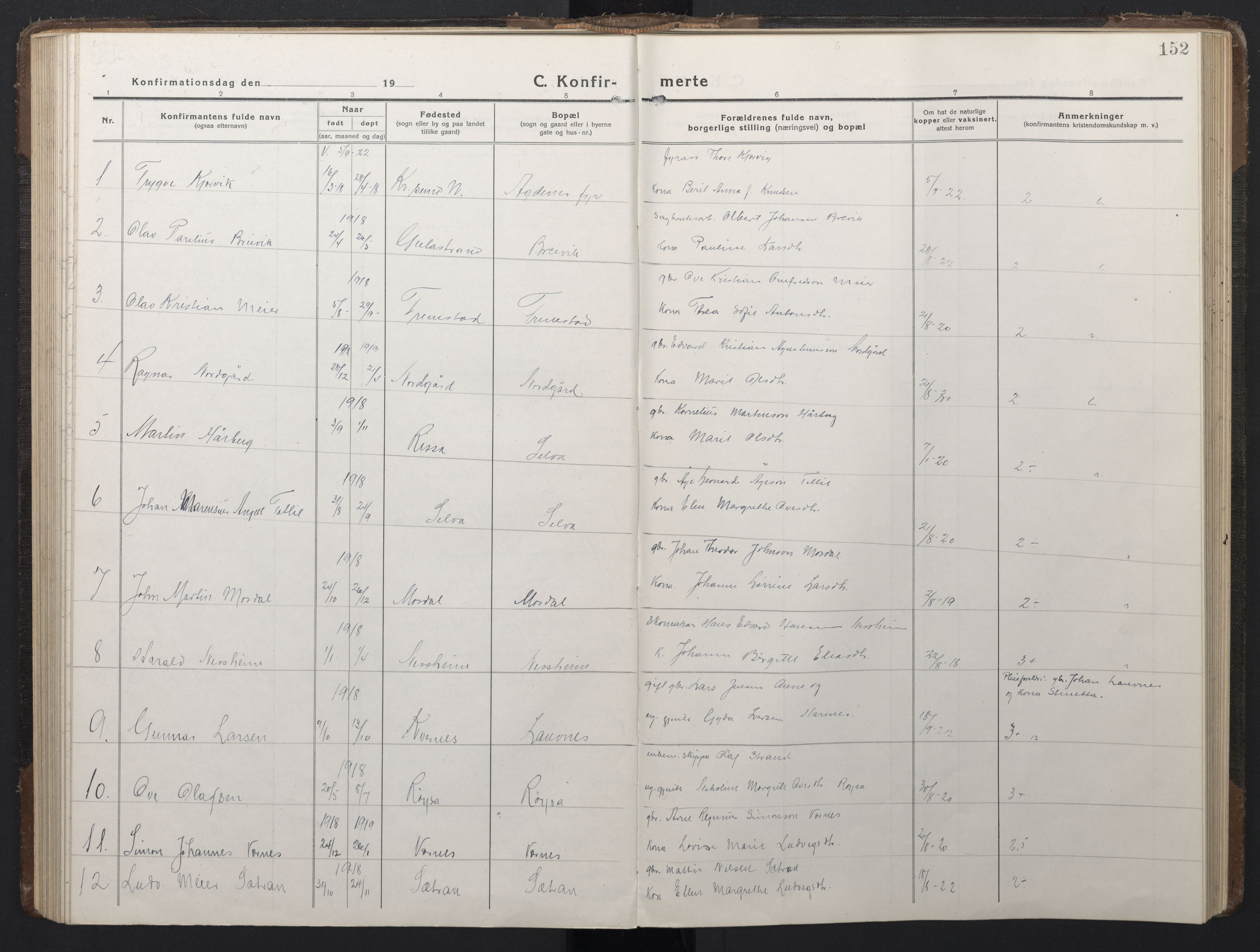 Ministerialprotokoller, klokkerbøker og fødselsregistre - Sør-Trøndelag, AV/SAT-A-1456/662/L0758: Klokkerbok nr. 662C03, 1918-1948, s. 152