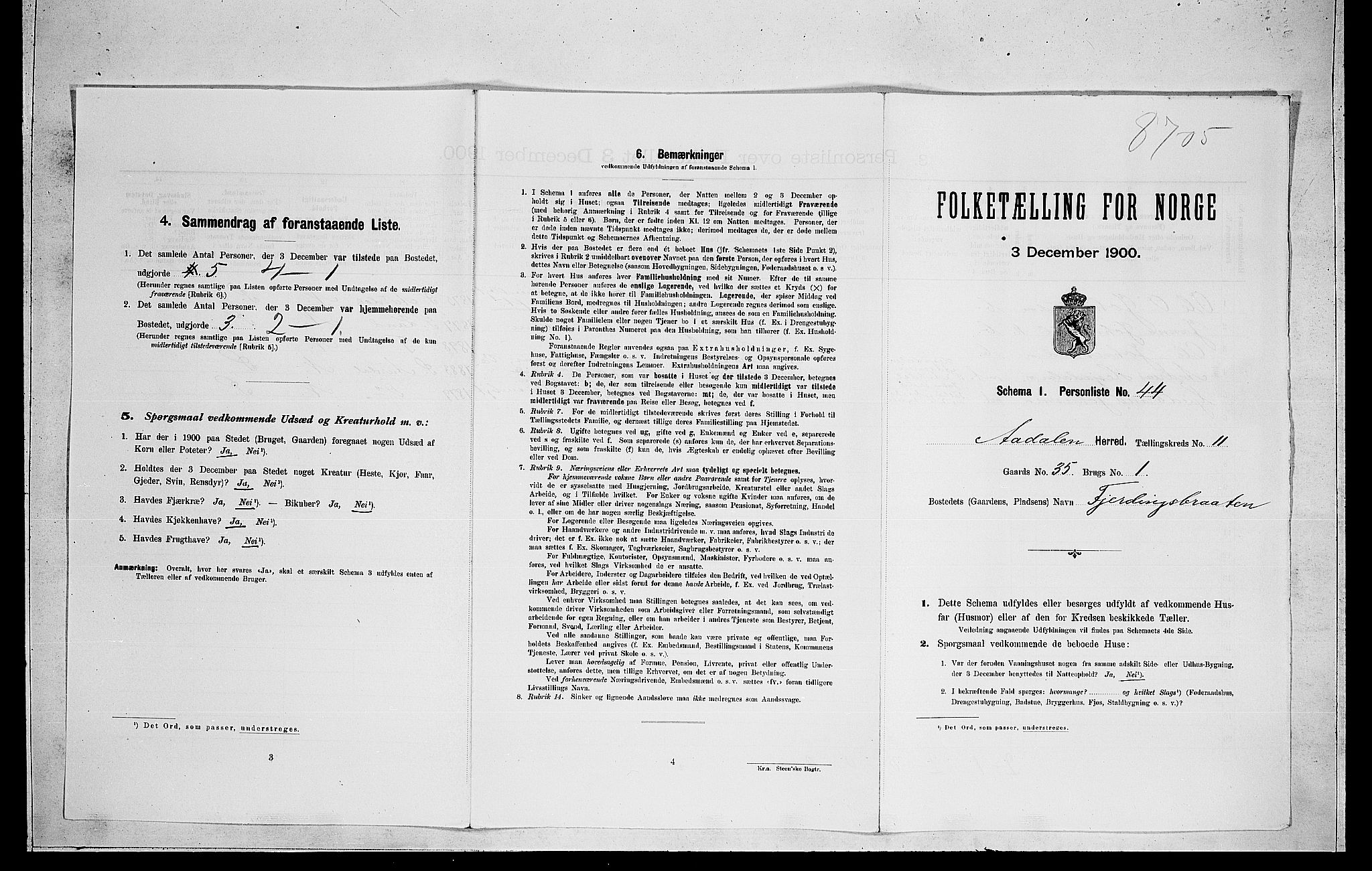 RA, Folketelling 1900 for 0614 Ådal herred, 1900, s. 824