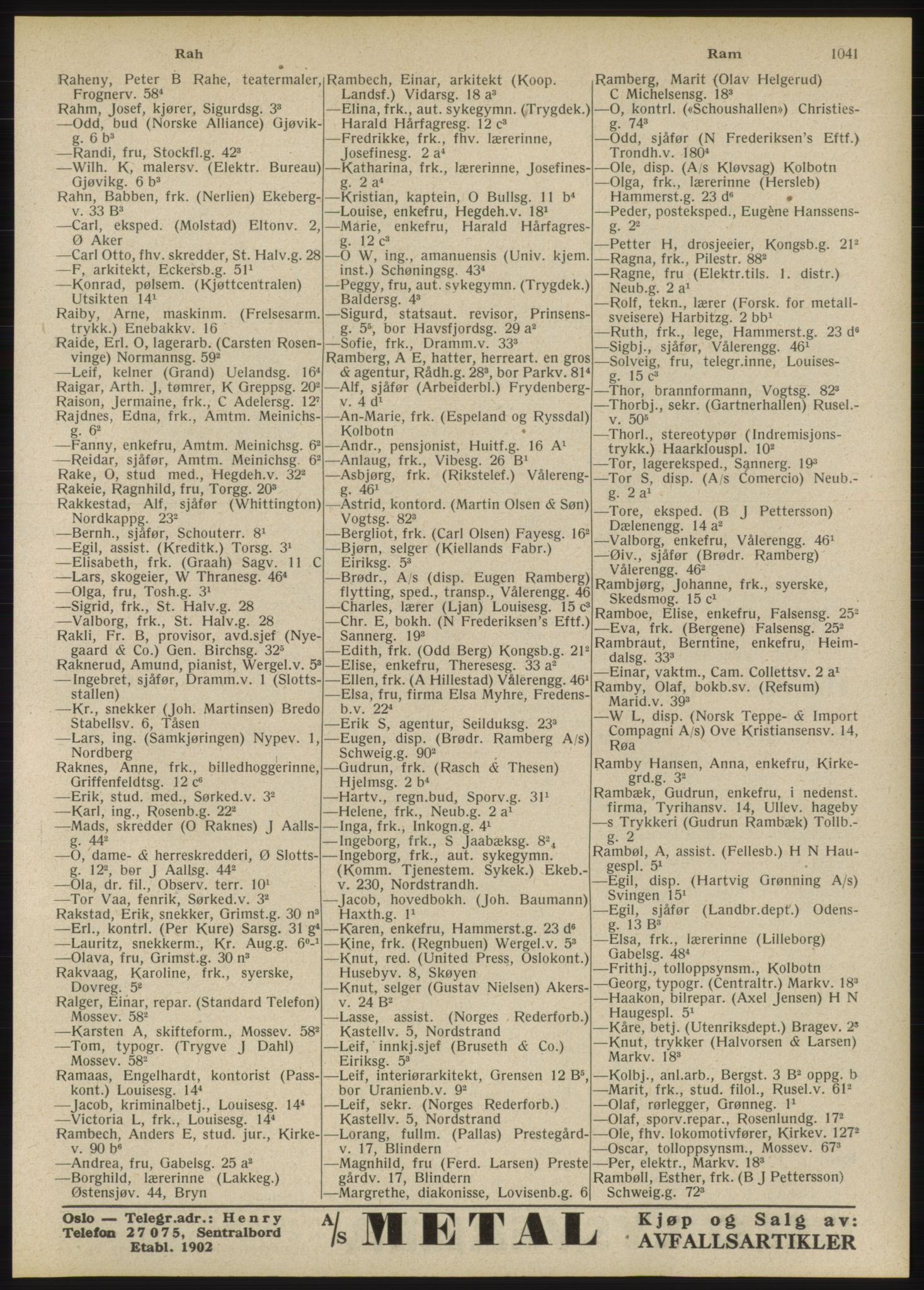 Kristiania/Oslo adressebok, PUBL/-, 1946, s. 1041