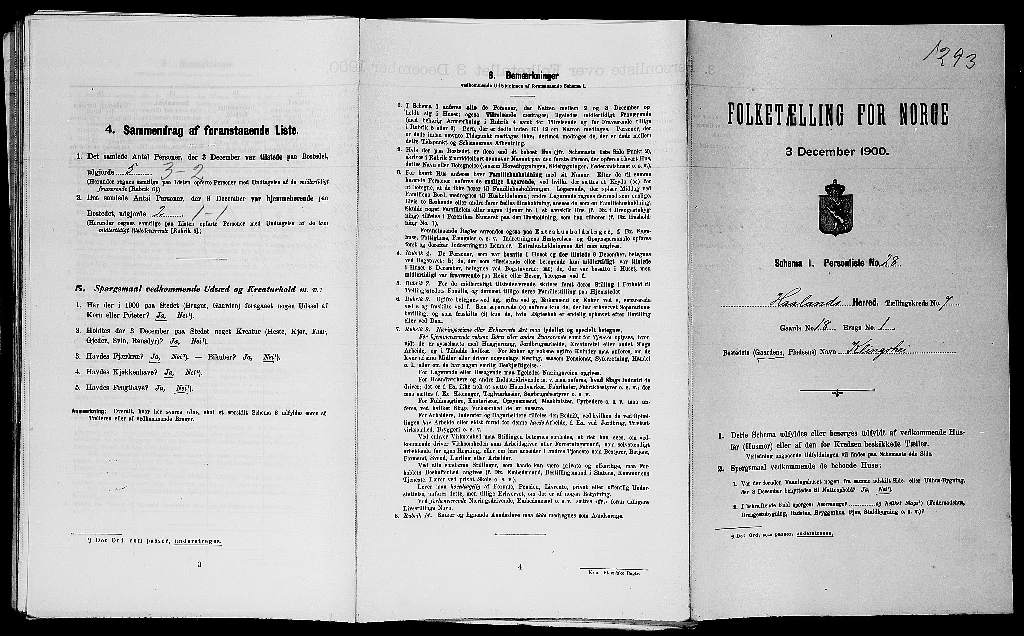 SAST, Folketelling 1900 for 1124 Haaland herred, 1900, s. 1111