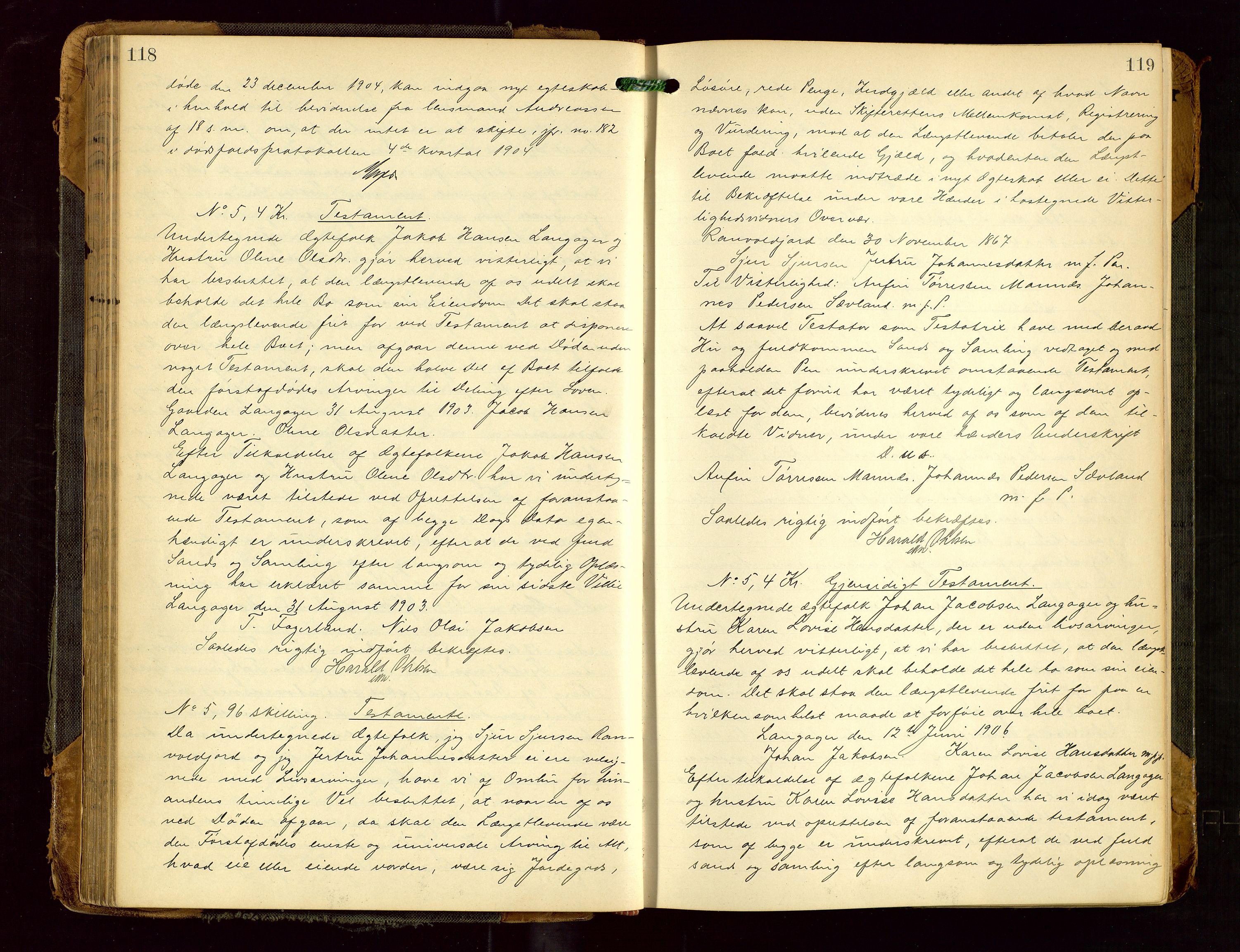 Karmsund sorenskriveri, AV/SAST-A-100311/01/IV/IVDB/L0013: SKIFTEPROTOKOLL SKUDENES, AVALDSNES, 1904-1920, s. 118-119