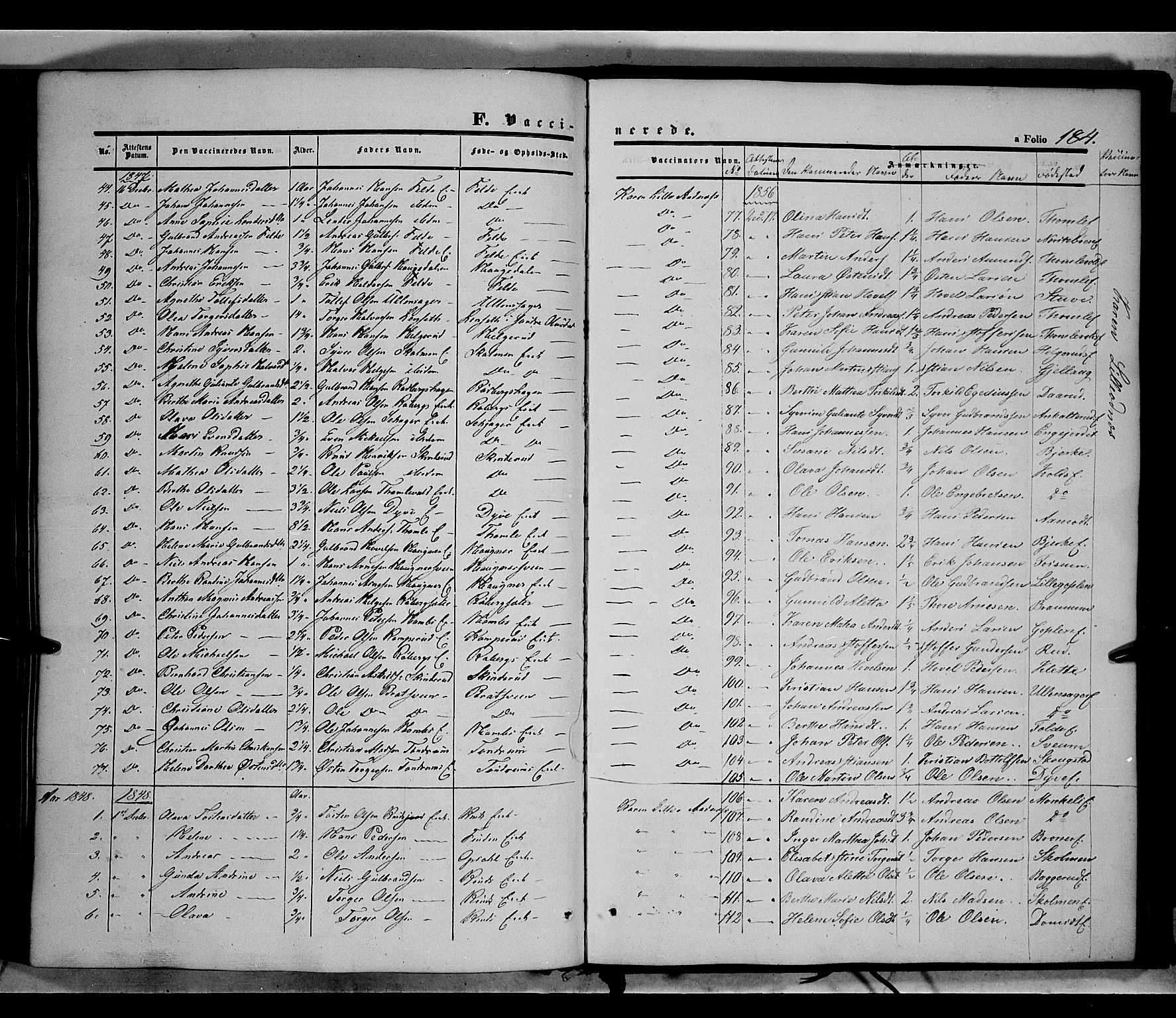 Land prestekontor, SAH/PREST-120/H/Ha/Haa/L0010: Ministerialbok nr. 10, 1847-1859, s. 184