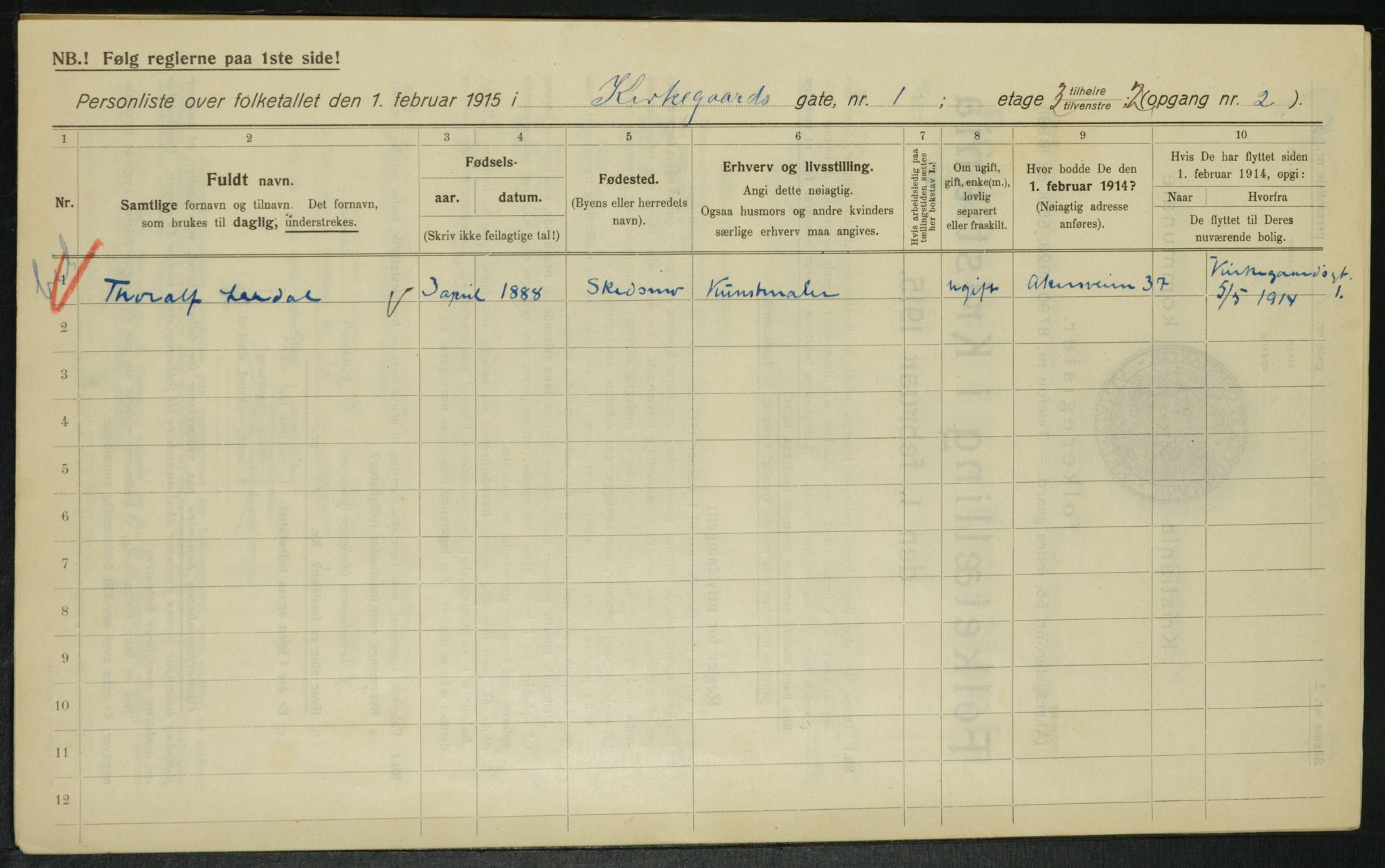 OBA, Kommunal folketelling 1.2.1915 for Kristiania, 1915, s. 49549