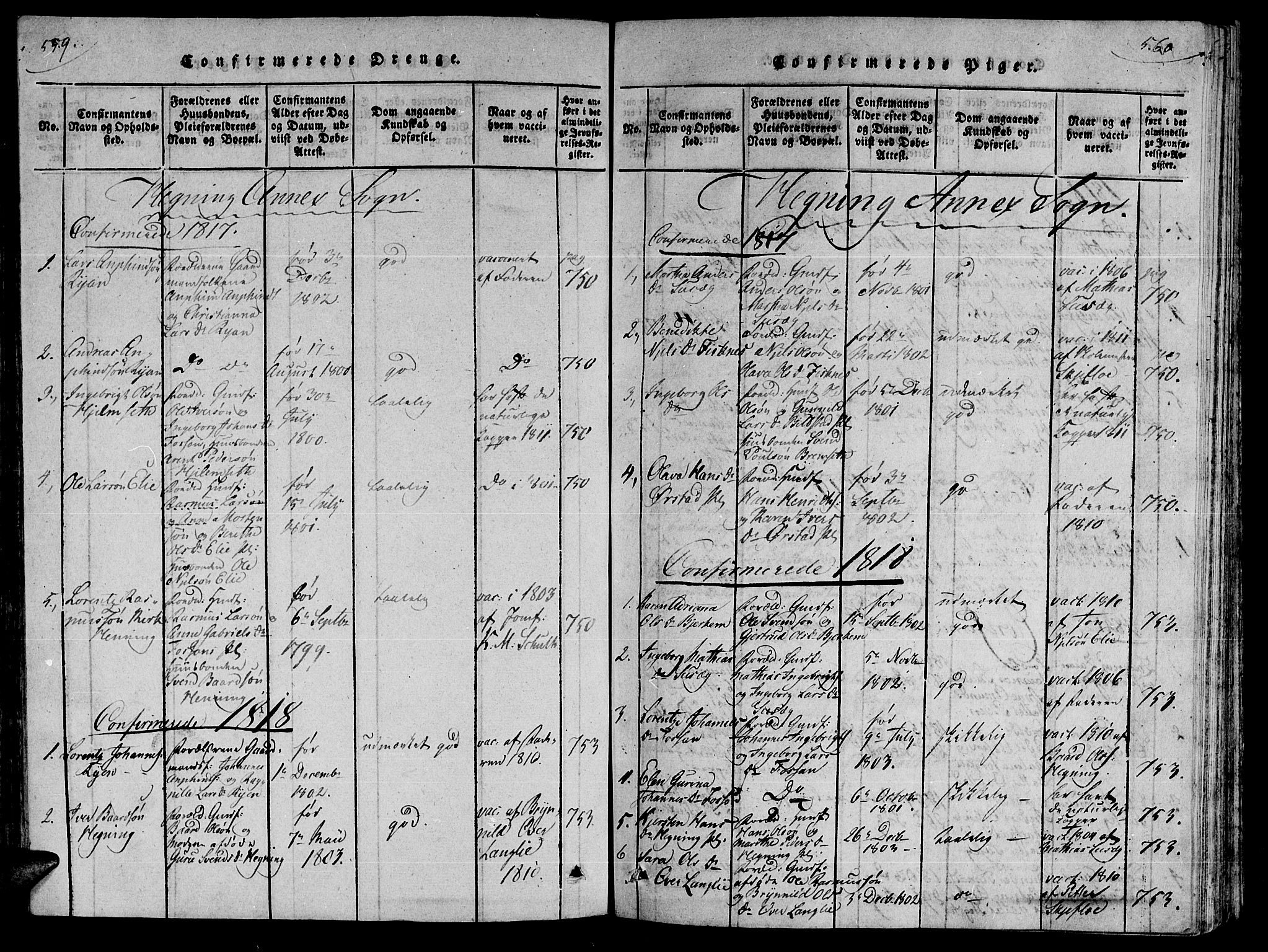 Ministerialprotokoller, klokkerbøker og fødselsregistre - Nord-Trøndelag, SAT/A-1458/735/L0333: Ministerialbok nr. 735A04 /3, 1816-1825, s. 559-560
