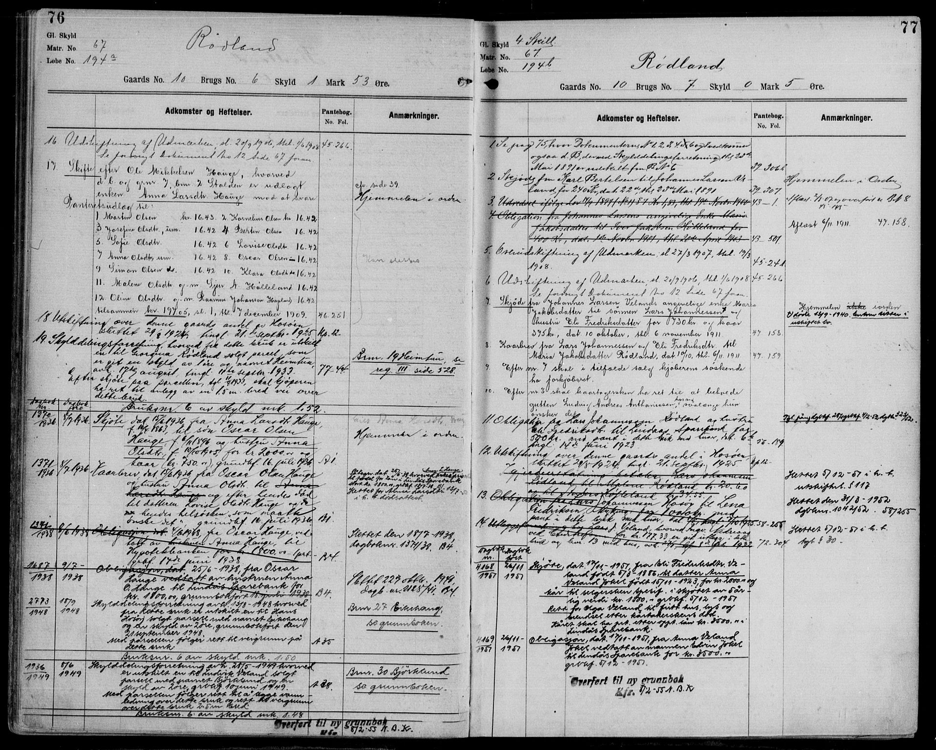 Nordhordland sorenskrivar, AV/SAB-A-2901/1/G/Ga/Gaaa/L0052: Panteregister nr. II.A.a.52, 1893-1952, s. 76-77