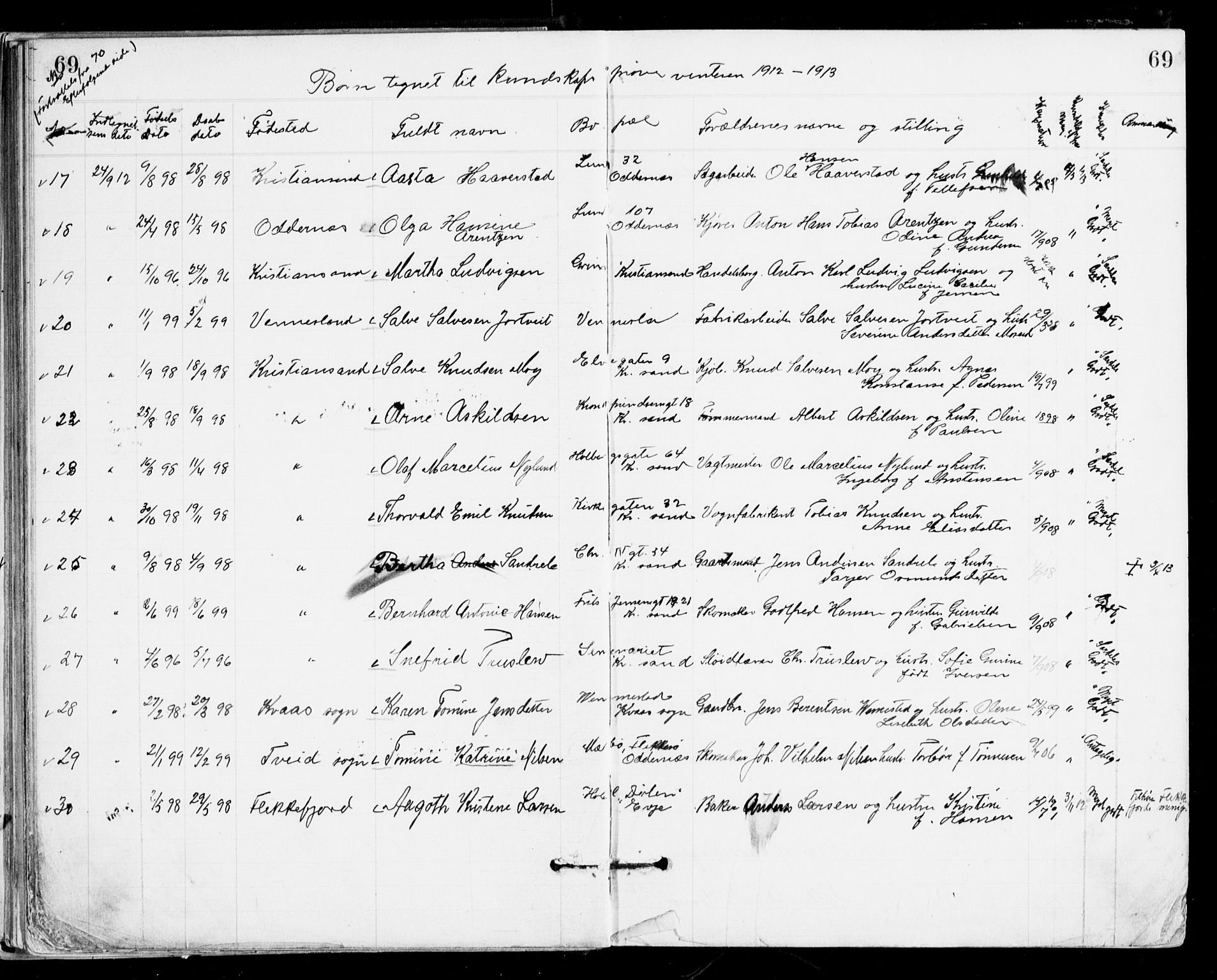 Den evangelisk-lutherske frikirke, Kristiansand, AV/SAK-1292-0017/F/Fa/L0002: Dissenterprotokoll nr. F 10, 1889-1892, s. 69