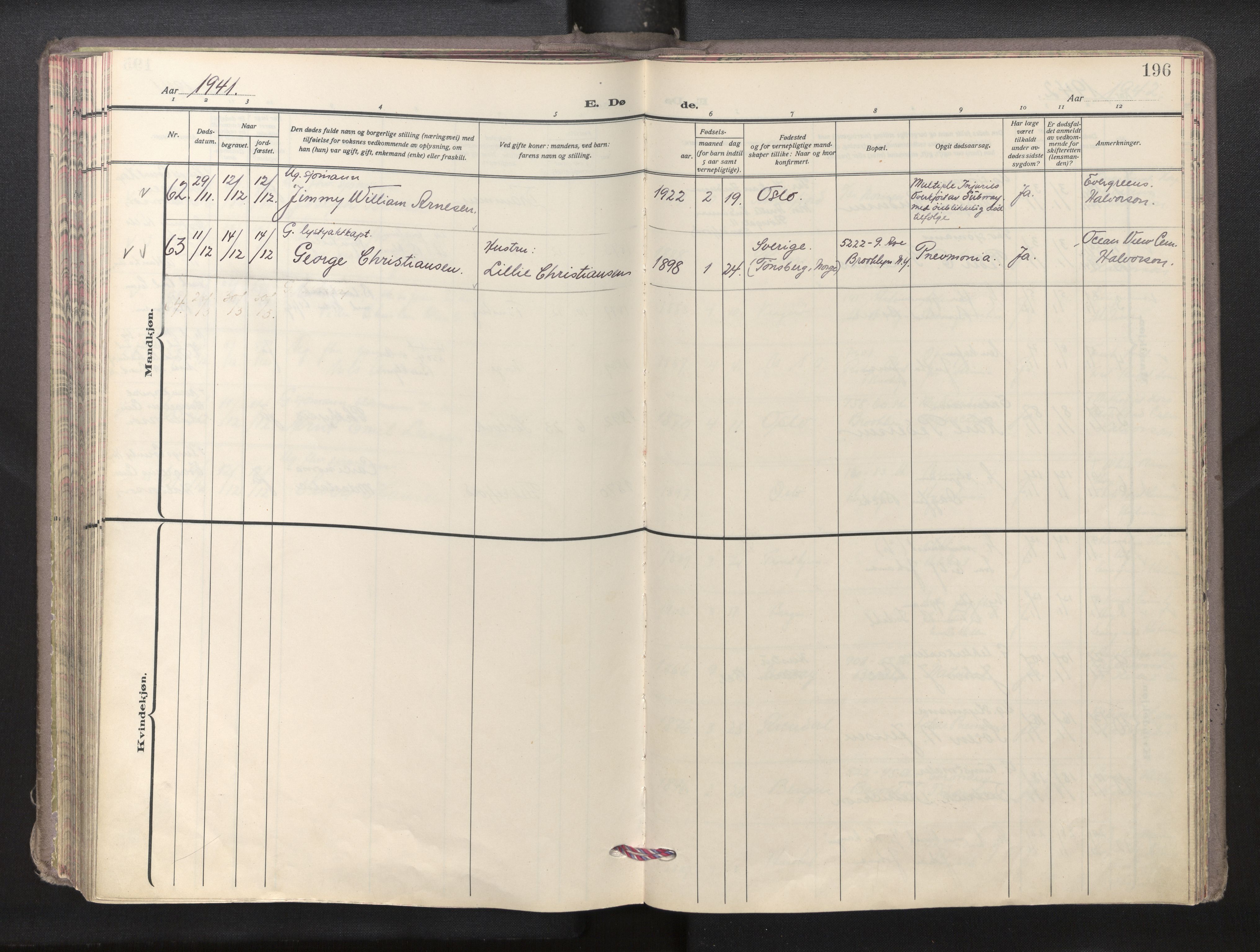 Den norske sjømannsmisjon i utlandet/New York, SAB/SAB/PA-0110/H/Ha/L0009: Ministerialbok nr. A 9, 1935-1945, s. 195b-196a