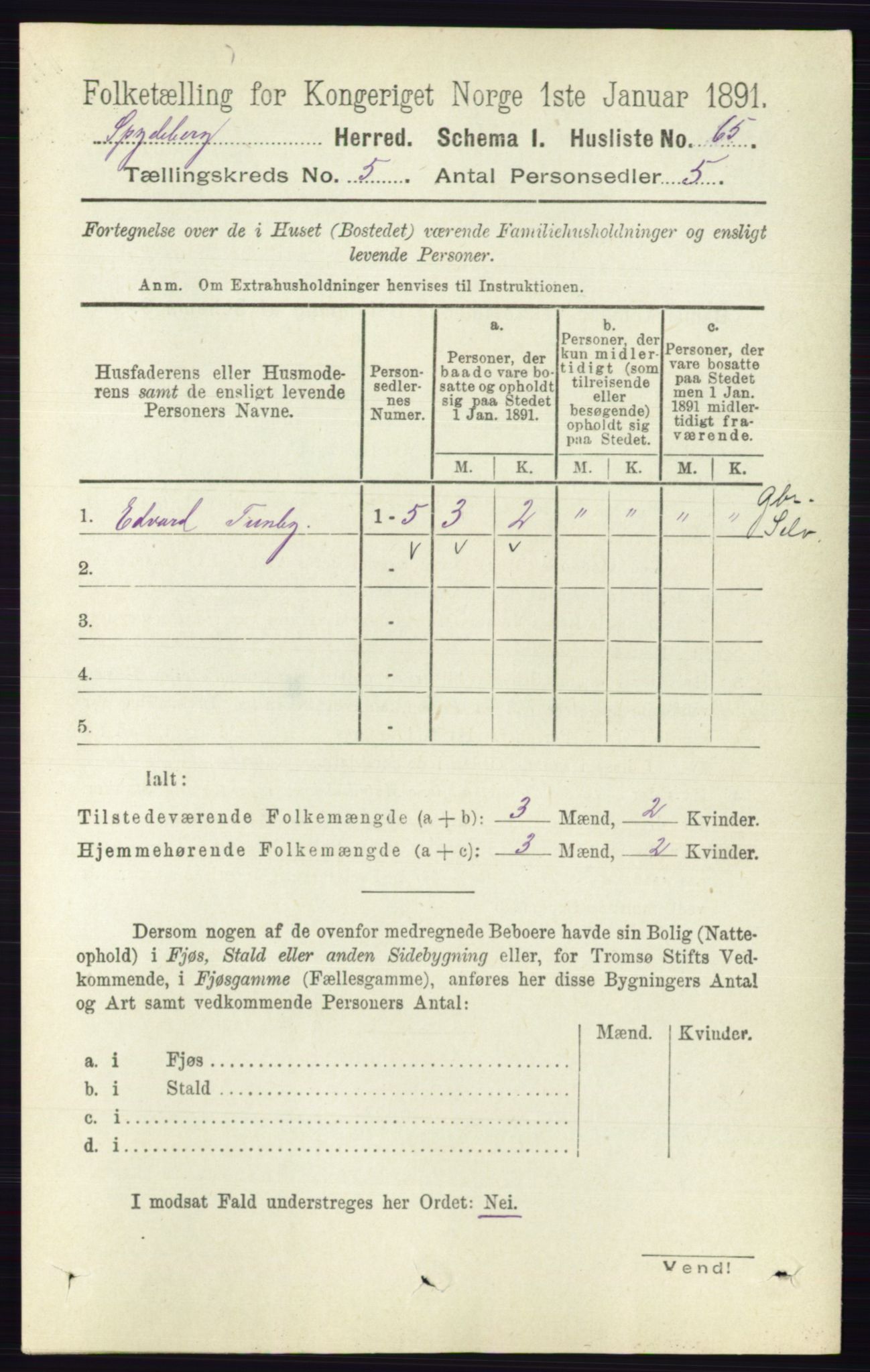 RA, Folketelling 1891 for 0123 Spydeberg herred, 1891, s. 2341