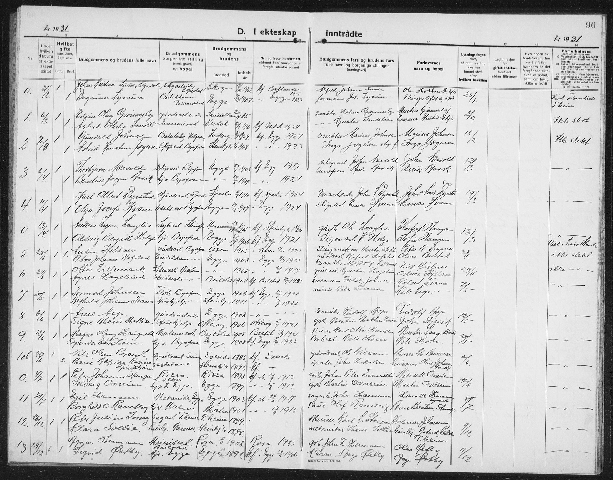 Ministerialprotokoller, klokkerbøker og fødselsregistre - Nord-Trøndelag, AV/SAT-A-1458/740/L0383: Klokkerbok nr. 740C04, 1927-1939, s. 90