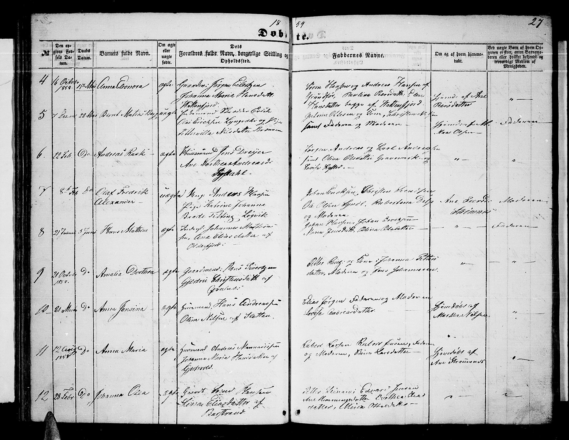 Ministerialprotokoller, klokkerbøker og fødselsregistre - Nordland, SAT/A-1459/876/L1102: Klokkerbok nr. 876C01, 1852-1886, s. 27