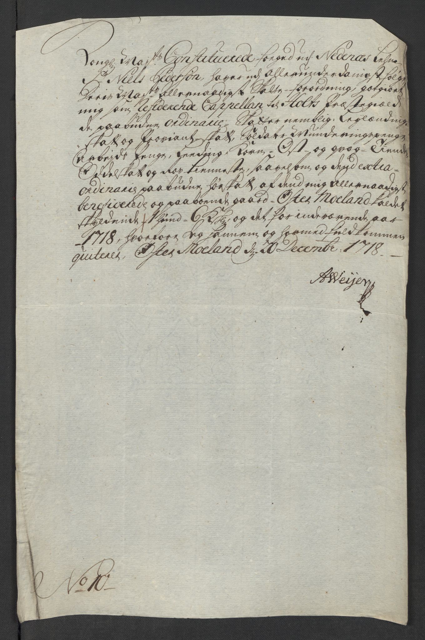 Rentekammeret inntil 1814, Reviderte regnskaper, Fogderegnskap, AV/RA-EA-4092/R39/L2327: Fogderegnskap Nedenes, 1718, s. 246