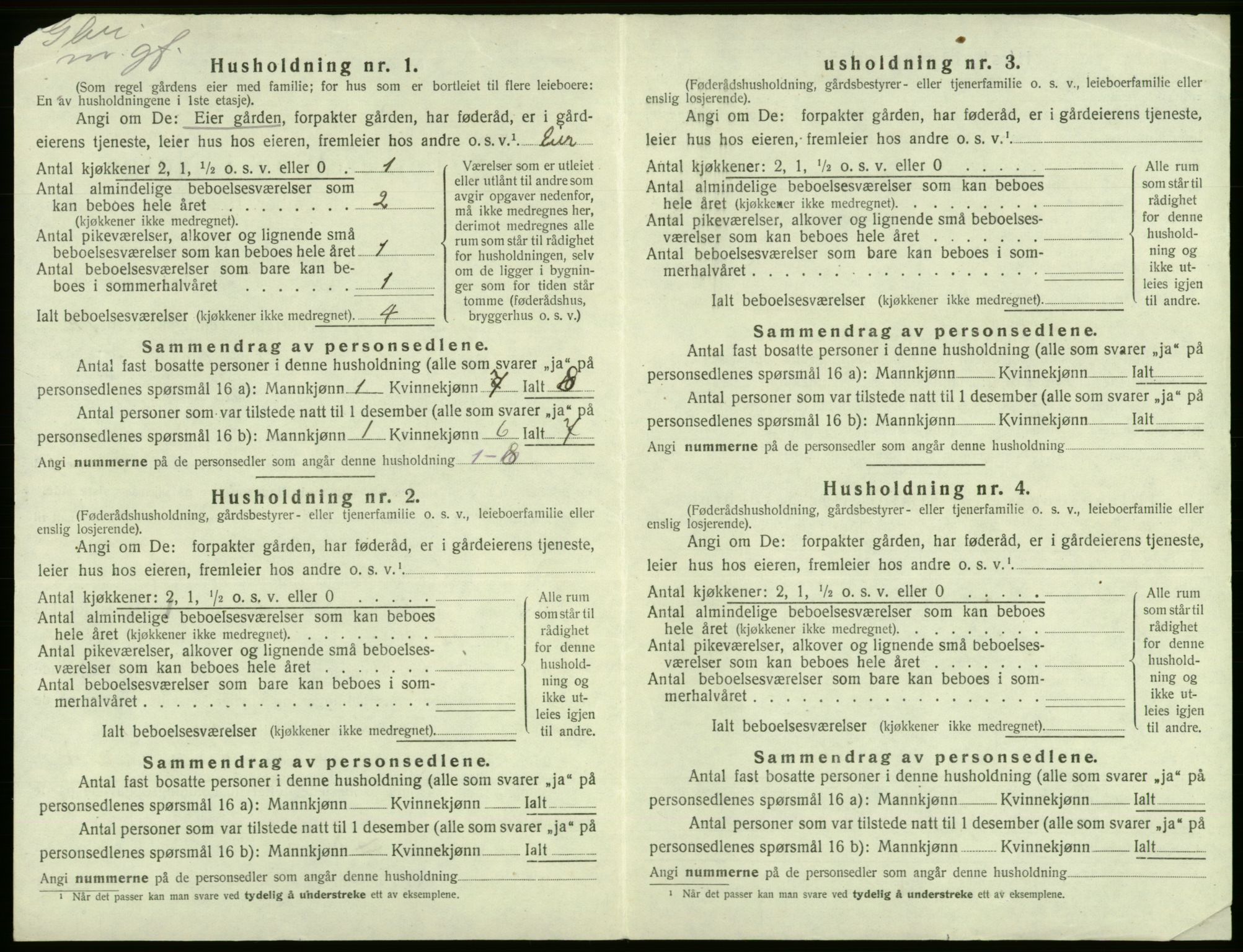 SAB, Folketelling 1920 for 1223 Tysnes herred, 1920, s. 1599