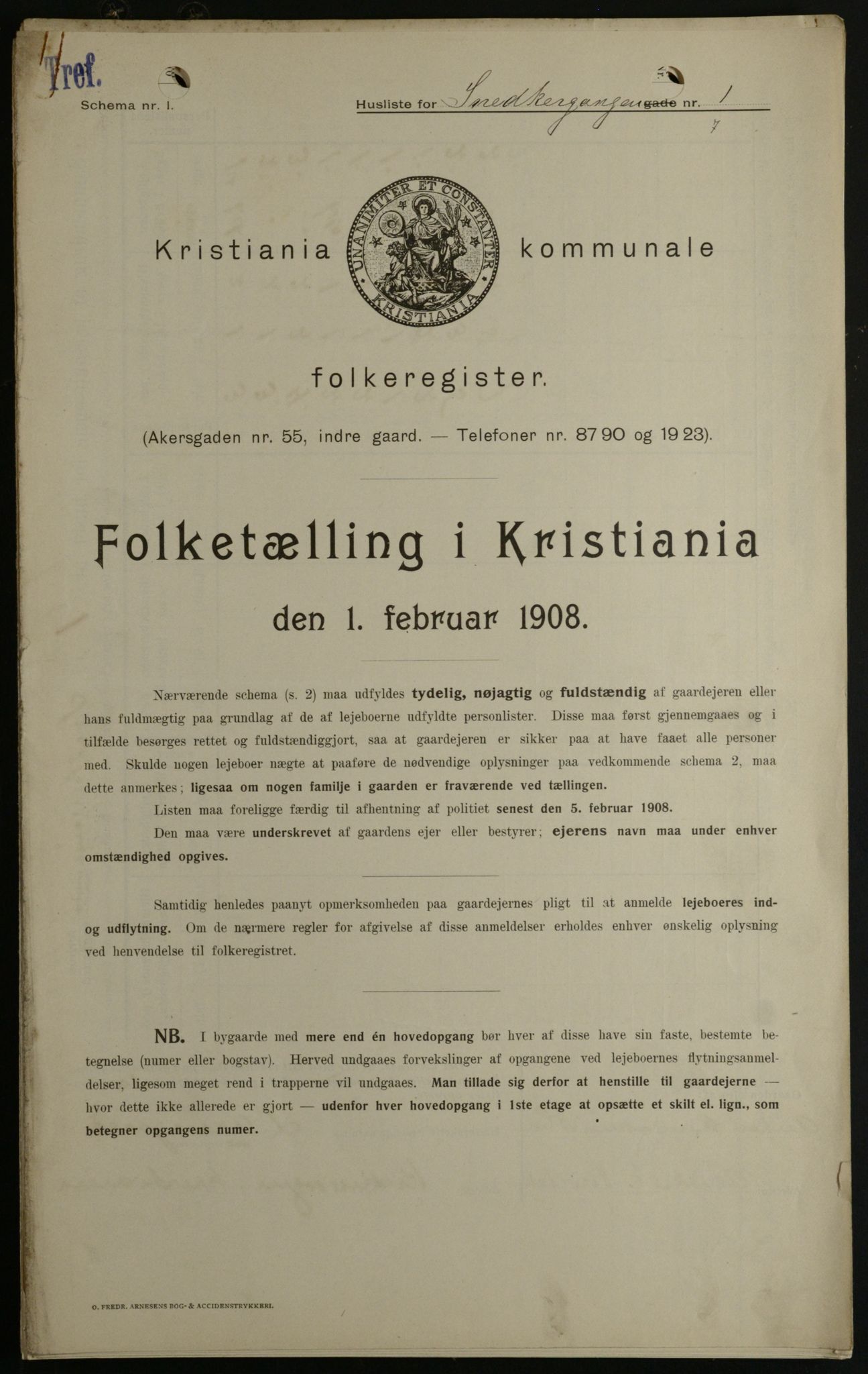 OBA, Kommunal folketelling 1.2.1908 for Kristiania kjøpstad, 1908, s. 88113