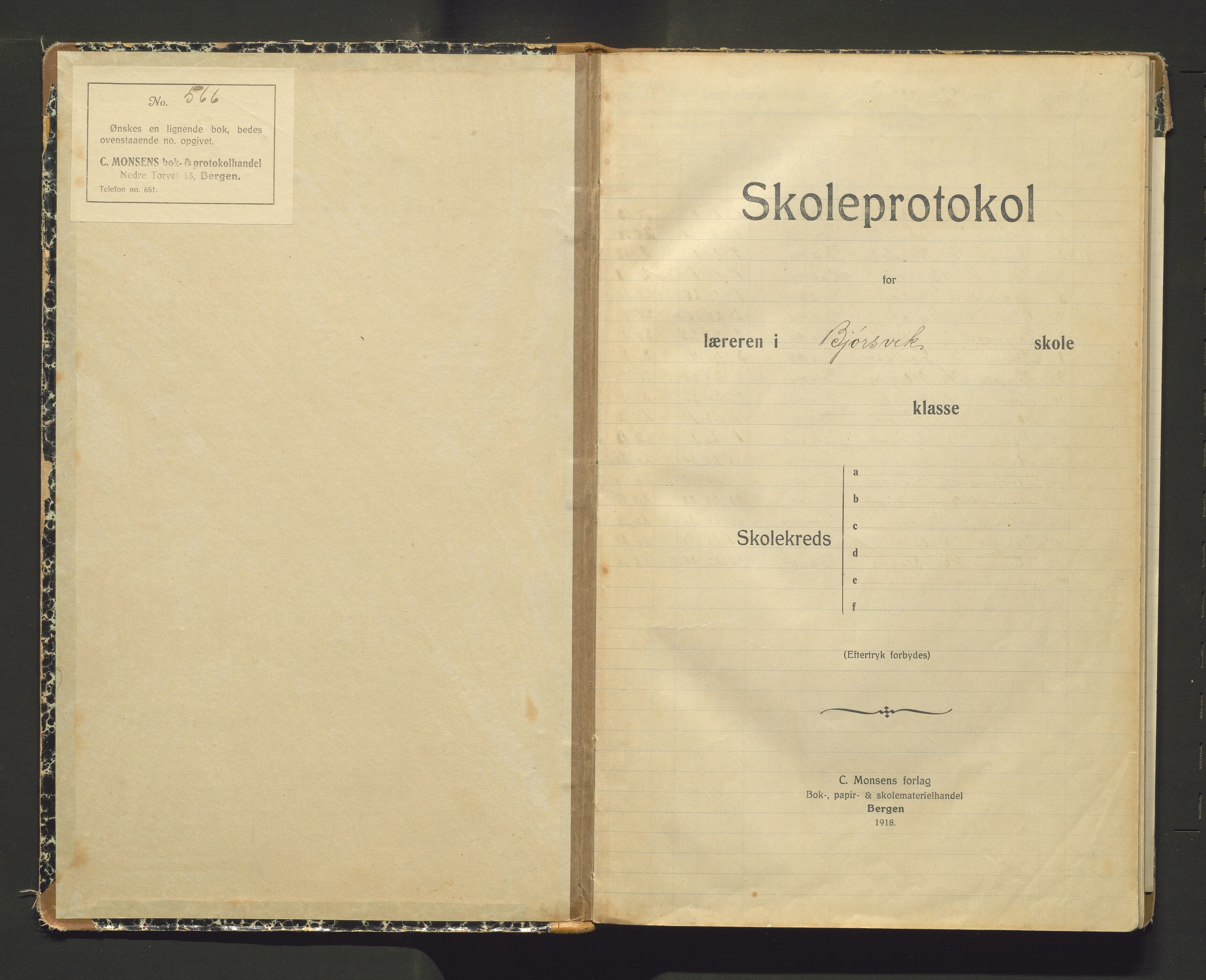 Hosanger kommune. Barneskulane, IKAH/1253a-231/F/Fb/L0009a: Skuleprotokoll for Bjørsvik krins, 1921-1963