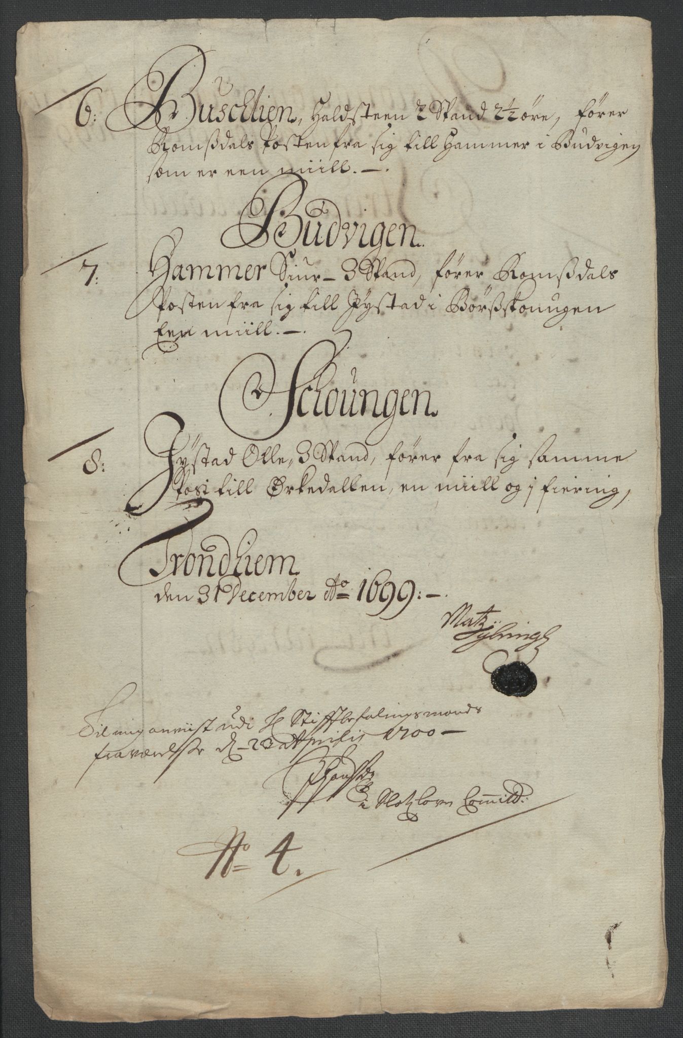 Rentekammeret inntil 1814, Reviderte regnskaper, Fogderegnskap, RA/EA-4092/R61/L4107: Fogderegnskap Strinda og Selbu, 1698-1700, s. 302