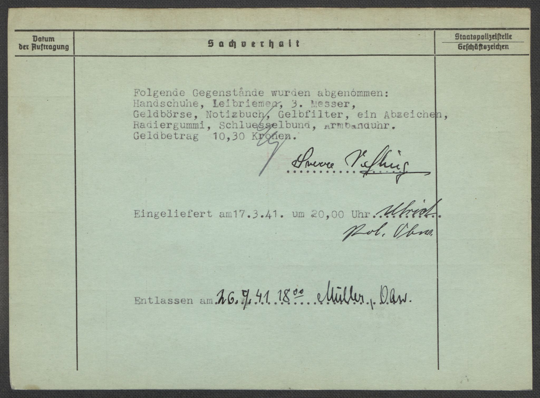 Befehlshaber der Sicherheitspolizei und des SD, RA/RAFA-5969/E/Ea/Eaa/L0010: Register over norske fanger i Møllergata 19: Sø-Å, 1940-1945, s. 715