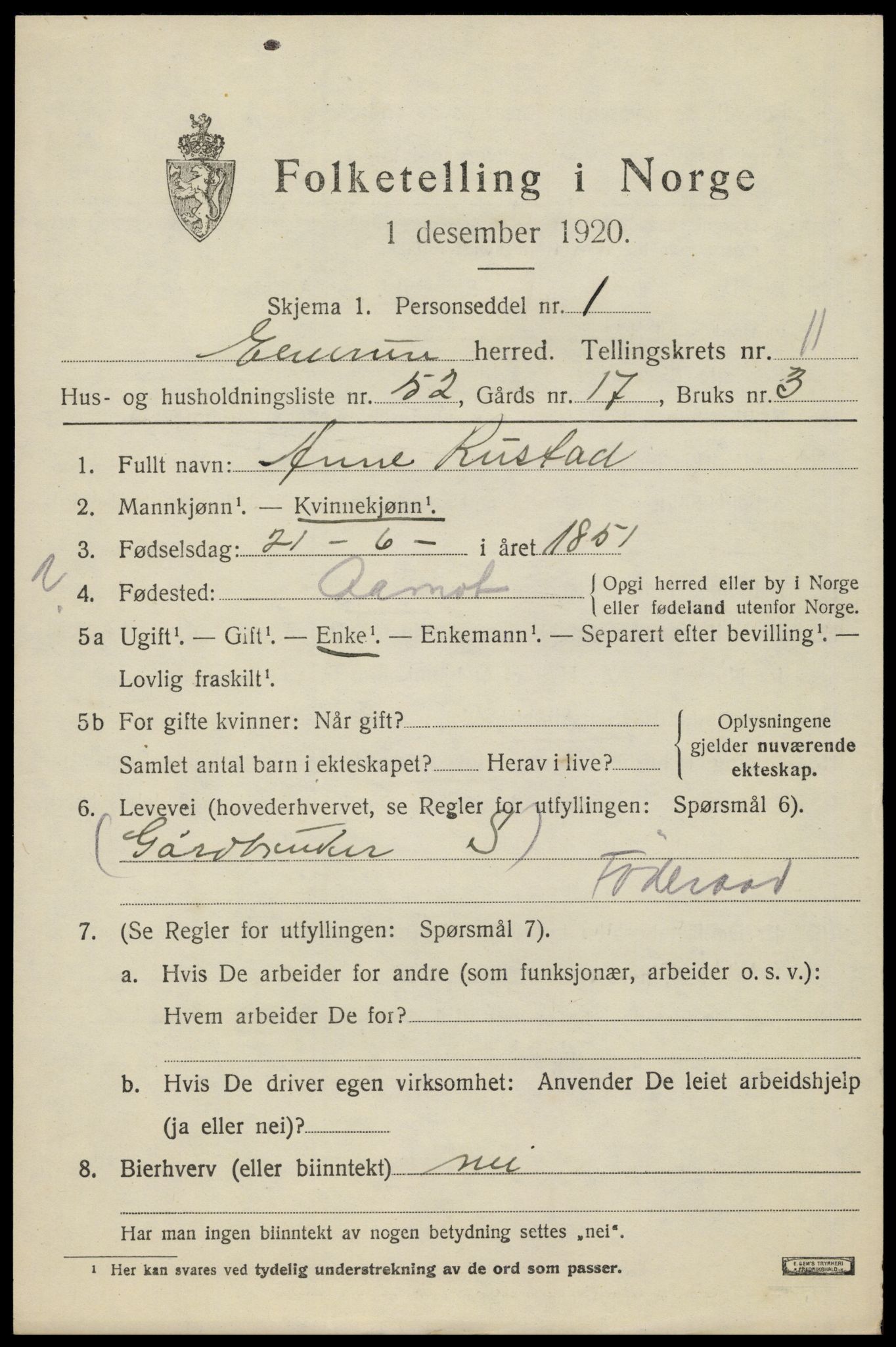 SAH, Folketelling 1920 for 0427 Elverum herred, 1920, s. 16936