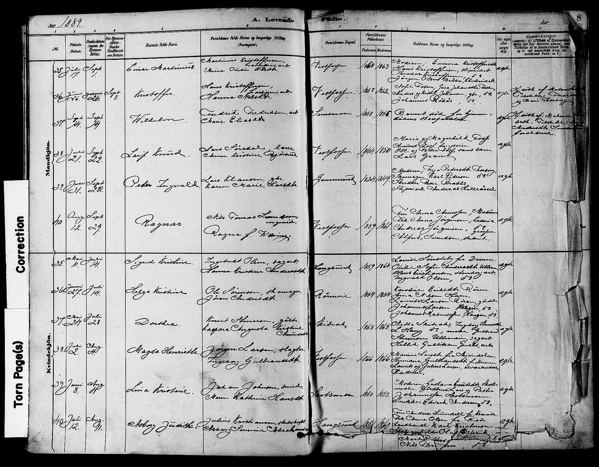 Eiker kirkebøker, AV/SAKO-A-4/F/Fb/L0002: Ministerialbok nr. II 2, 1889-1896, s. 7