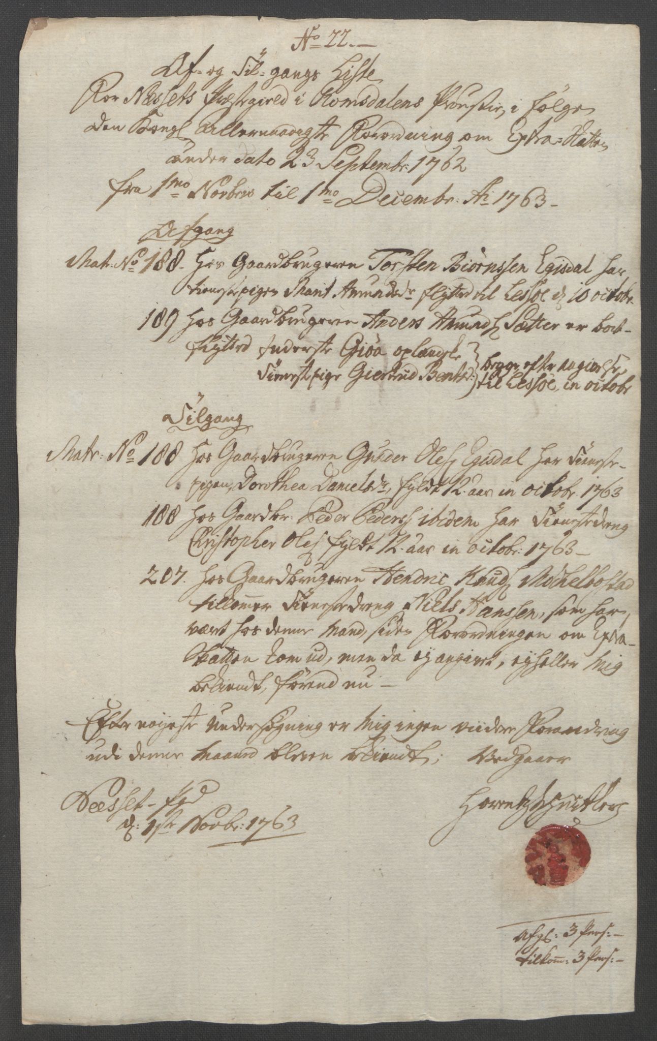 Rentekammeret inntil 1814, Reviderte regnskaper, Fogderegnskap, AV/RA-EA-4092/R55/L3730: Ekstraskatten Romsdal, 1762-1763, s. 407