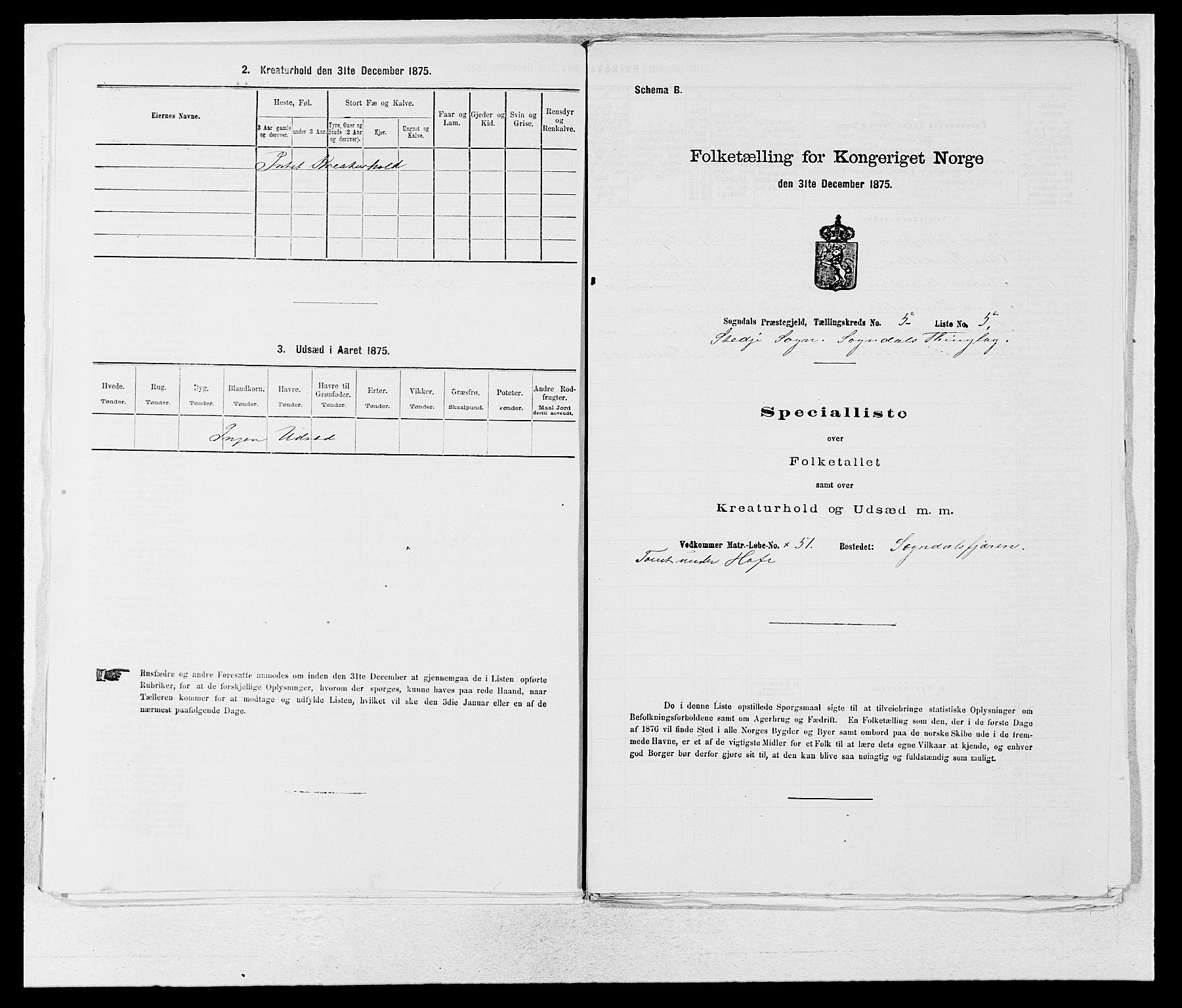 SAB, Folketelling 1875 for 1420P Sogndal prestegjeld, 1875, s. 382