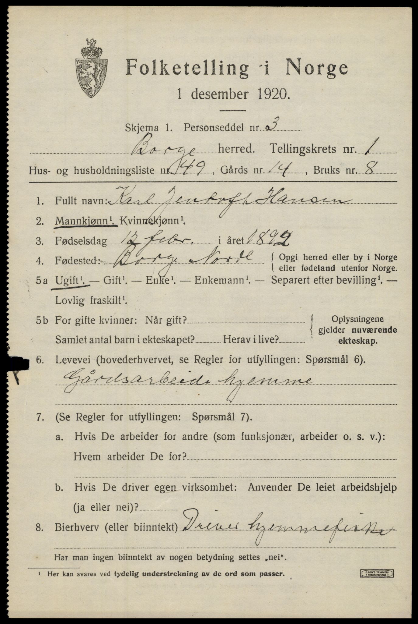 SAT, Folketelling 1920 for 1862 Borge herred, 1920, s. 2187