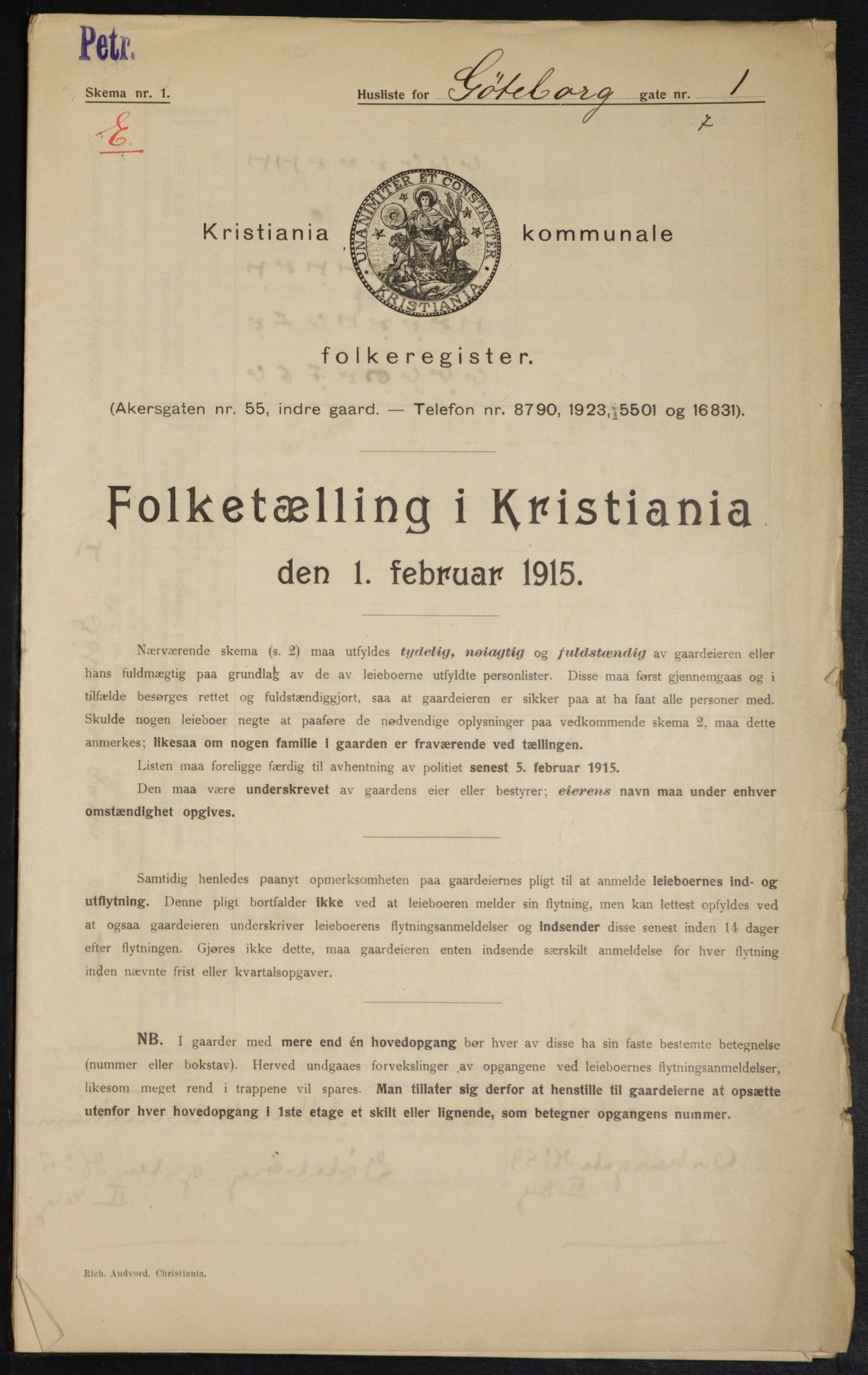 OBA, Kommunal folketelling 1.2.1915 for Kristiania, 1915, s. 32302