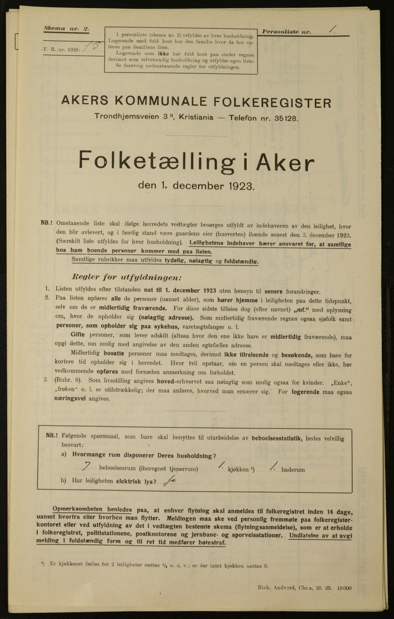 , Kommunal folketelling 1.12.1923 for Aker, 1923, s. 76