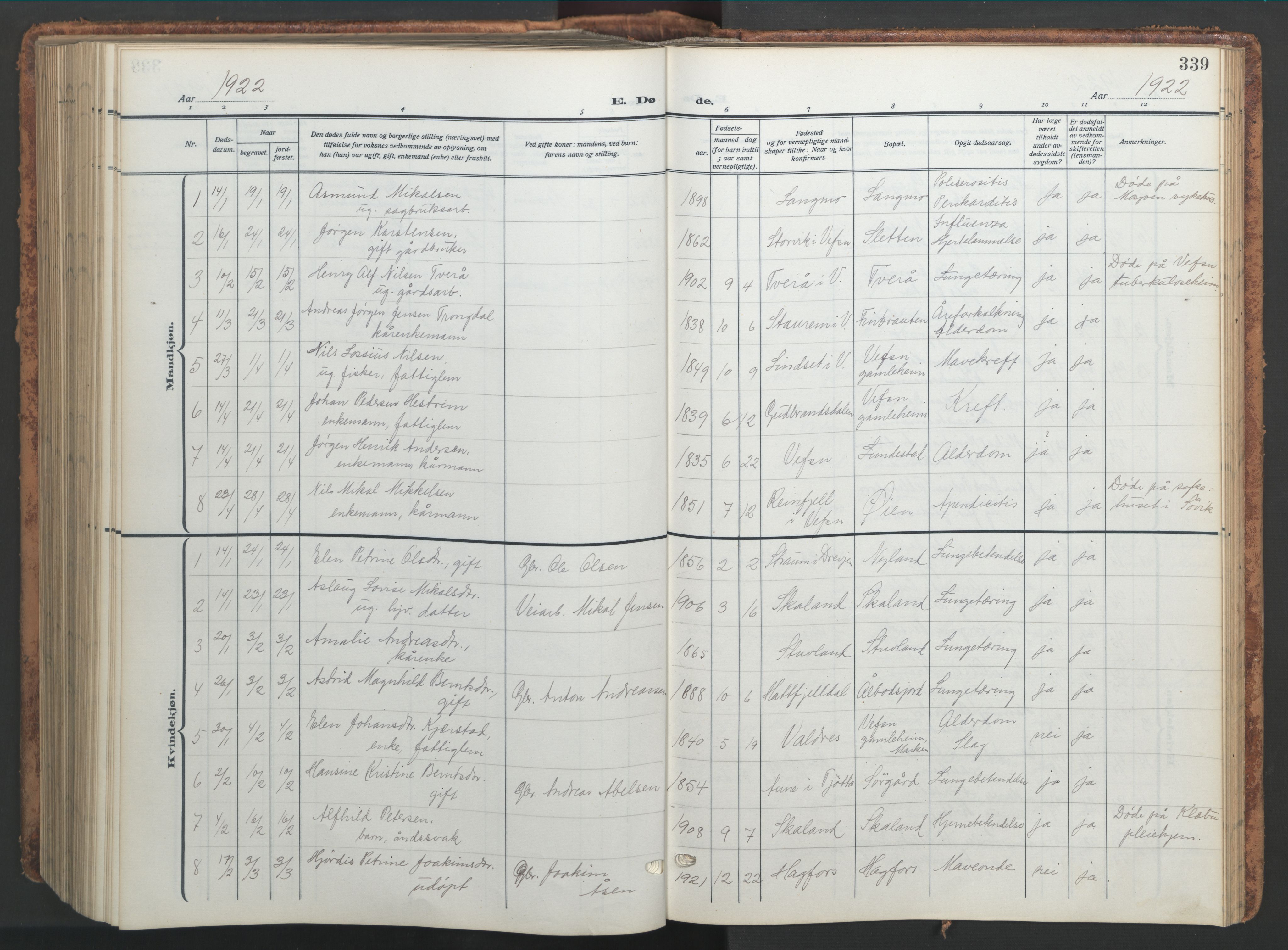 Ministerialprotokoller, klokkerbøker og fødselsregistre - Nordland, AV/SAT-A-1459/820/L0302: Klokkerbok nr. 820C04, 1917-1948, s. 339