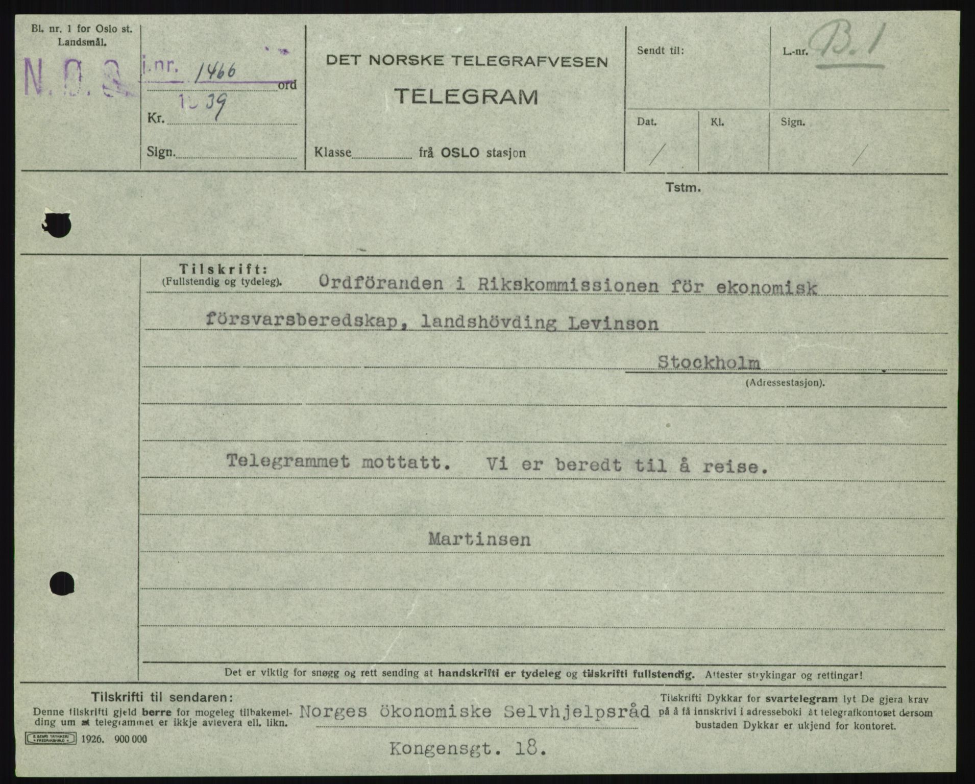 Norges økonomiske selvhjelpsråd, AV/RA-S-1621, 1918-1939, s. 67