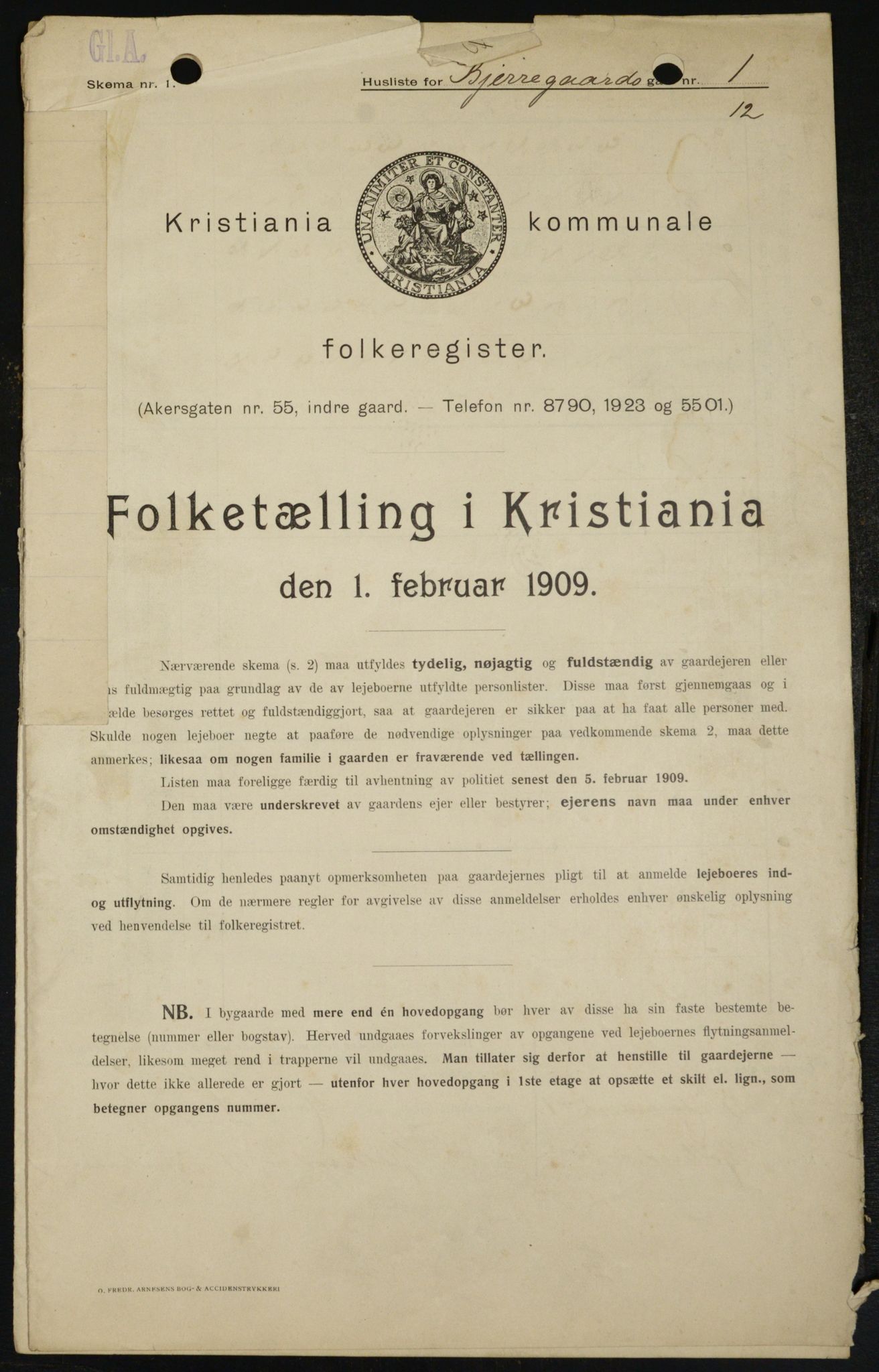 OBA, Kommunal folketelling 1.2.1909 for Kristiania kjøpstad, 1909, s. 5091