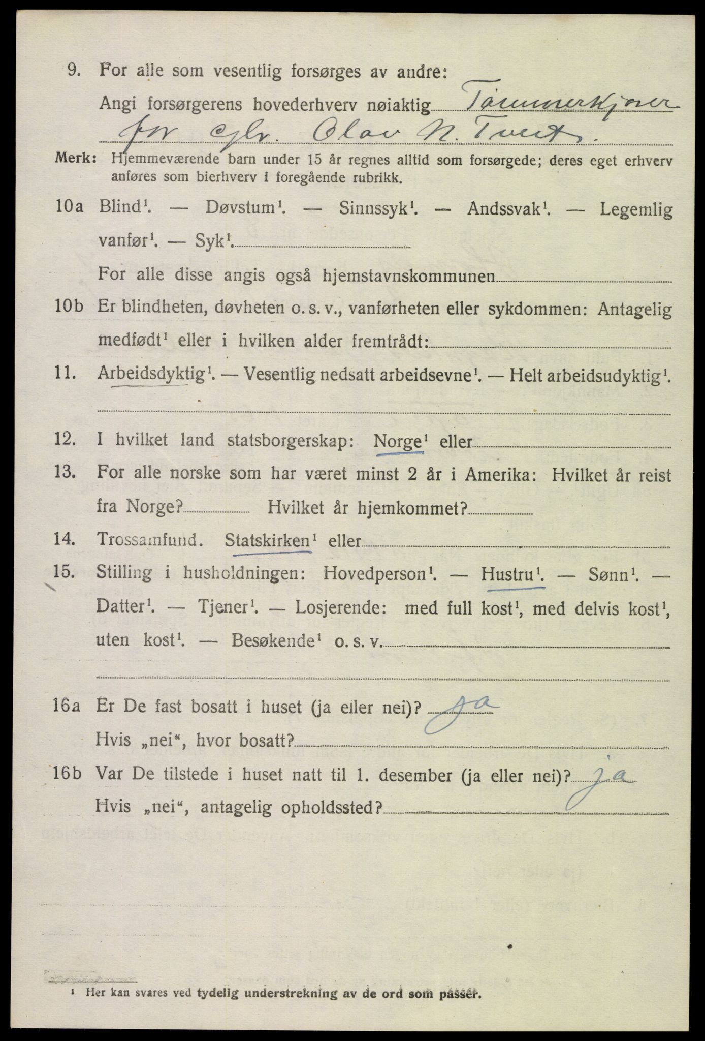 SAK, Folketelling 1920 for 0936 Hornnes herred, 1920, s. 2216