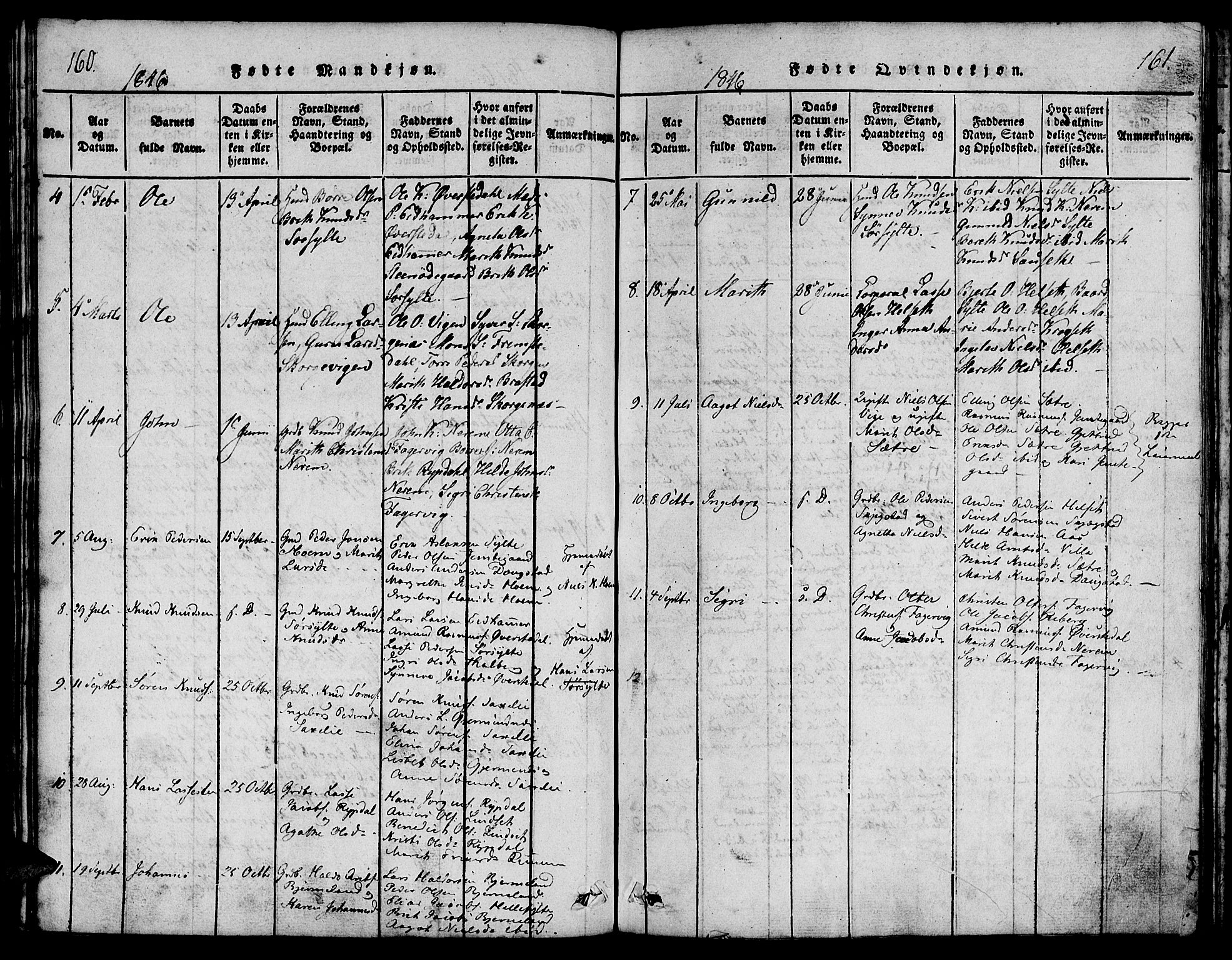 Ministerialprotokoller, klokkerbøker og fødselsregistre - Møre og Romsdal, AV/SAT-A-1454/541/L0544: Ministerialbok nr. 541A01, 1818-1847, s. 160-161