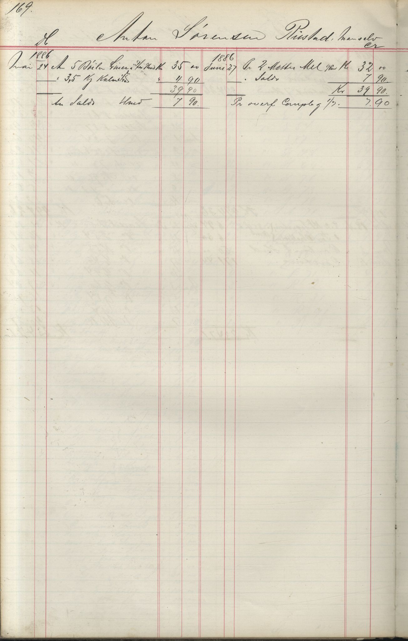 Brodtkorb handel A/S, VAMU/A-0001/F/Fa/L0004/0001: Kompanibøker. Utensogns / Compagnibog for Udensogns Fiskere No 15. Fra A - H, 1882-1895, s. 169