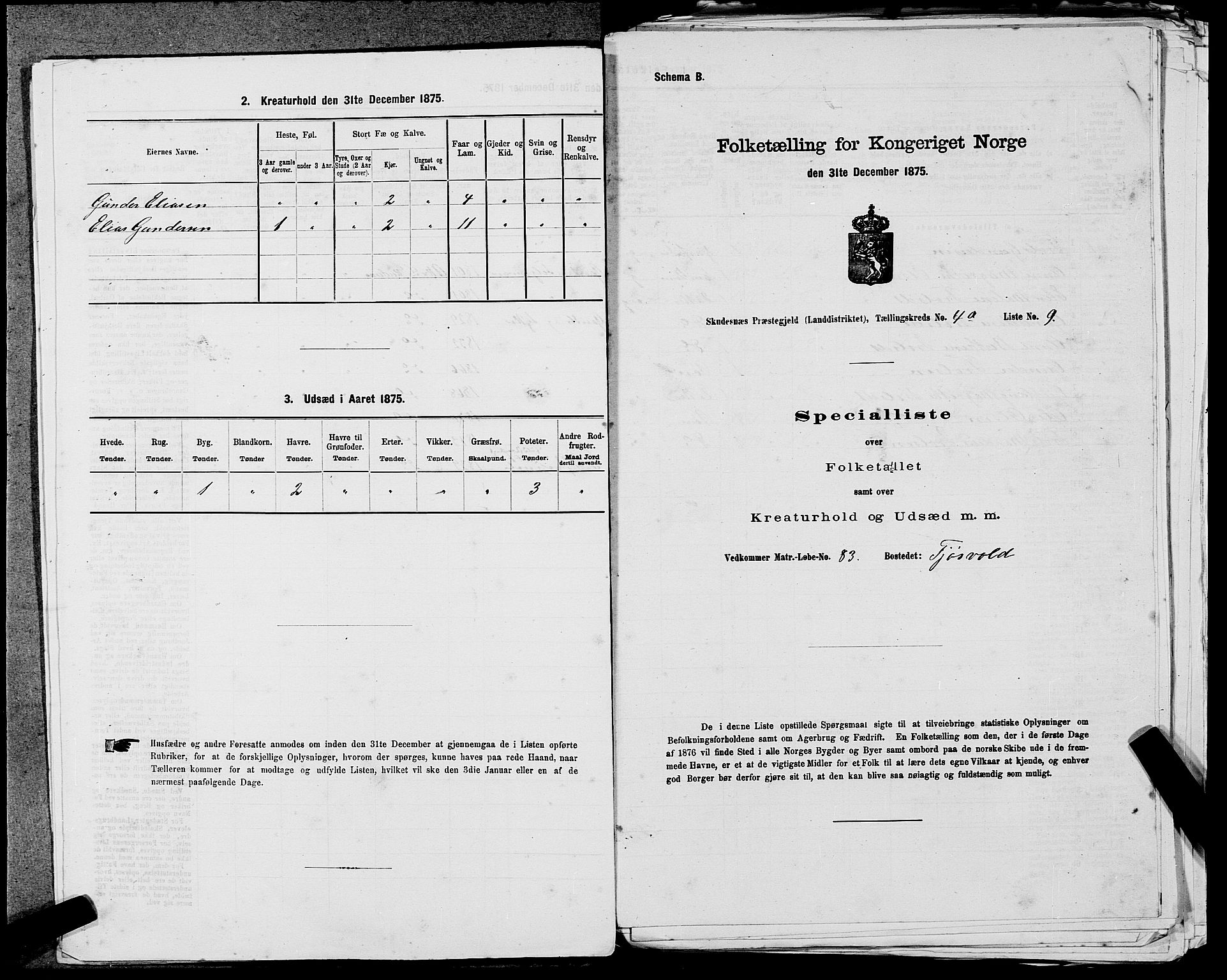 SAST, Folketelling 1875 for 1150L Skudenes prestegjeld, Falnes sokn, Åkra sokn og Ferkingstad sokn, 1875, s. 374